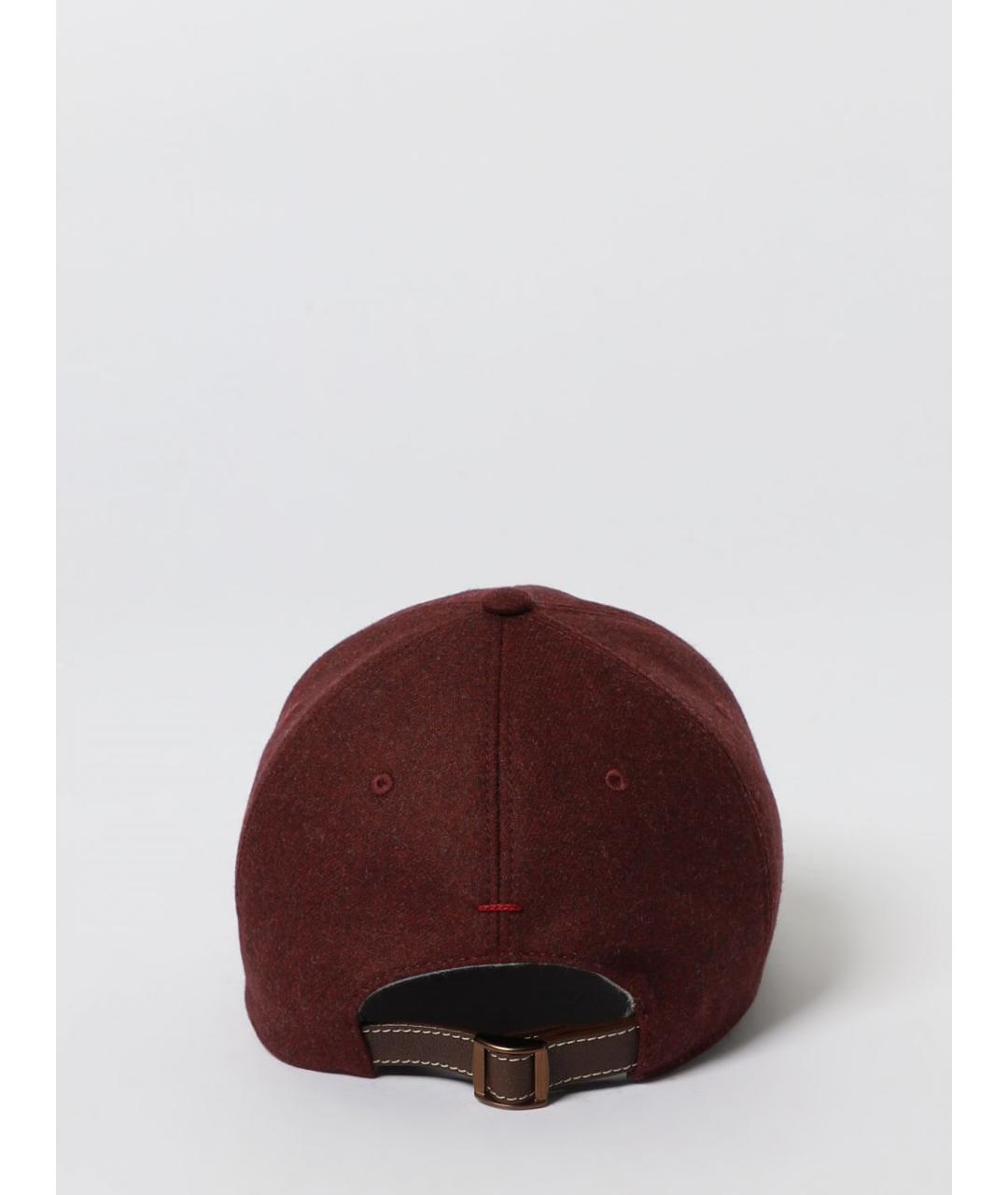 BRUNELLO CUCINELLI Бордовая шерстяная кепка/бейсболка, фото 3