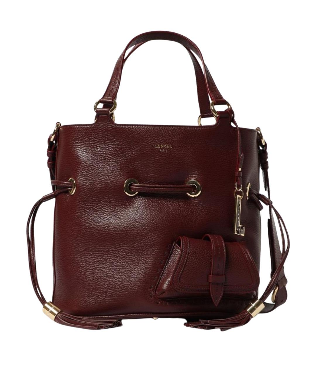 LANCEL Бордовая кожаная сумка тоут, фото 1