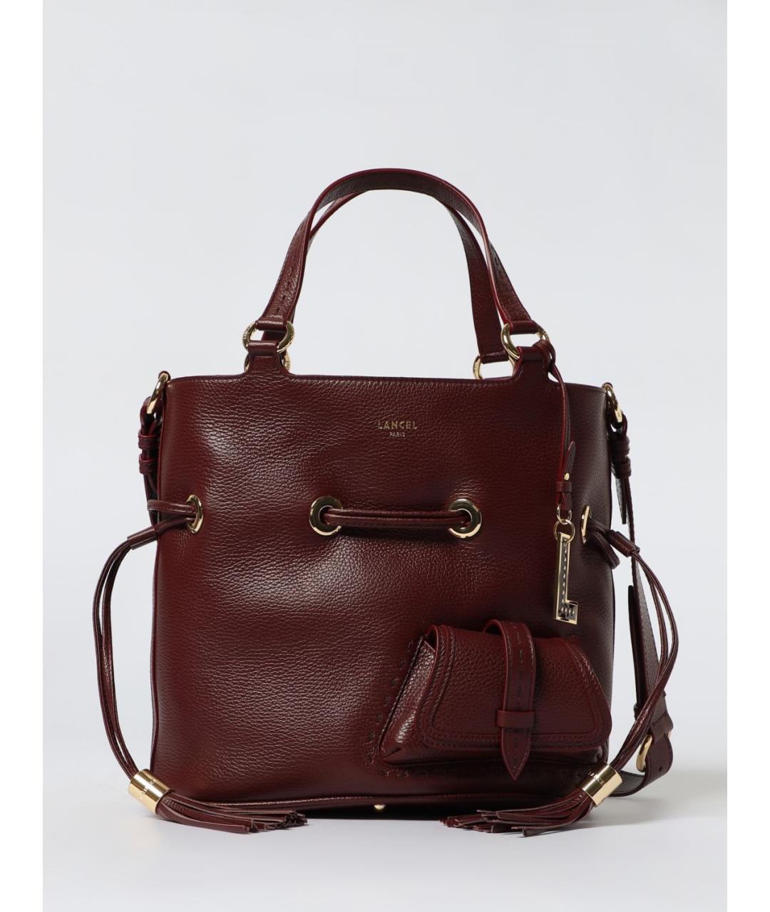 LANCEL Бордовая кожаная сумка тоут, фото 4
