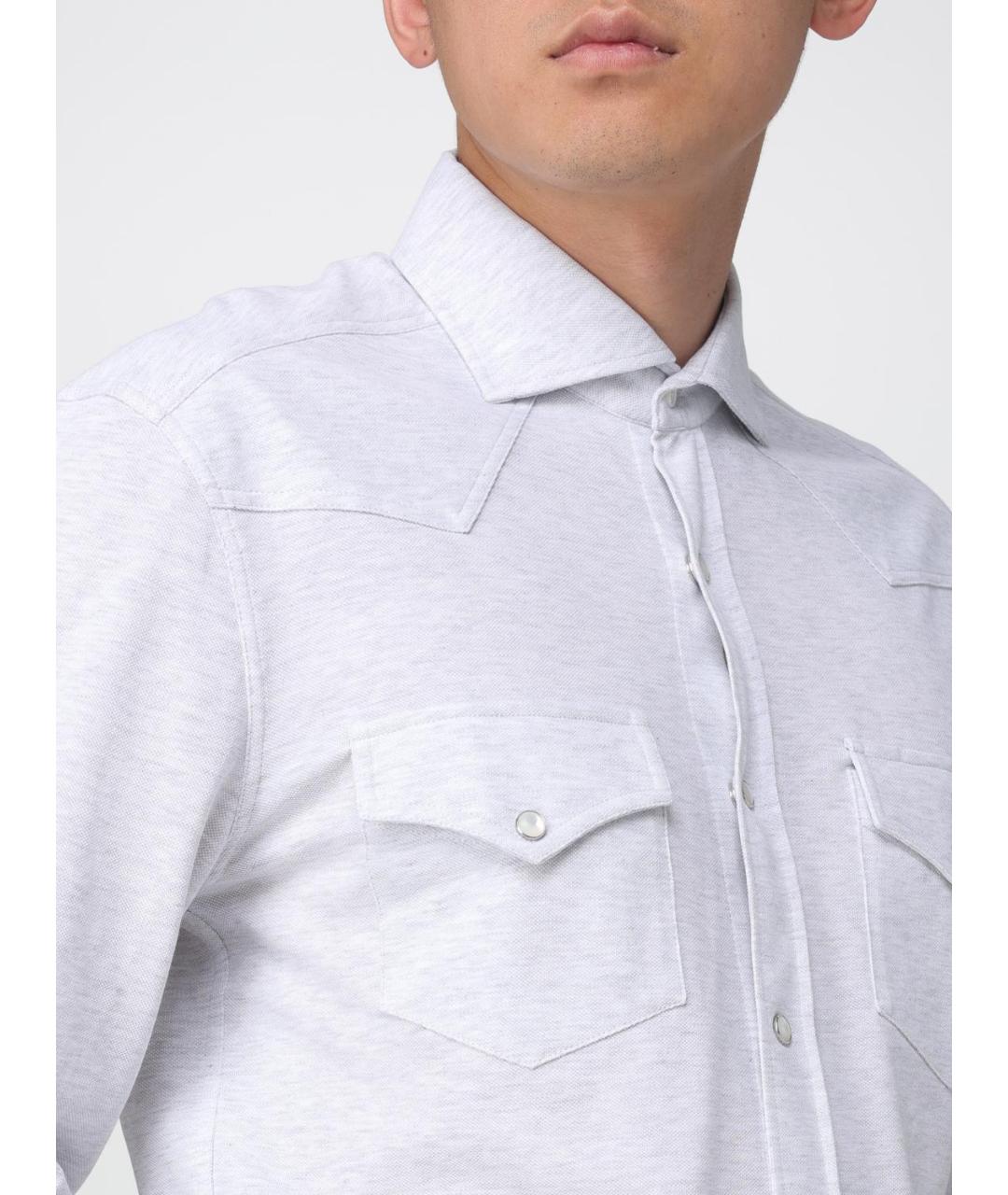 BRUNELLO CUCINELLI Серая кэжуал рубашка, фото 5