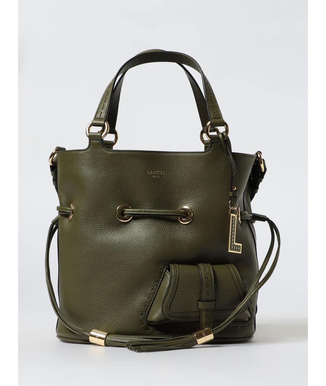 LANCEL Хаки кожаная сумка тоут, фото 4