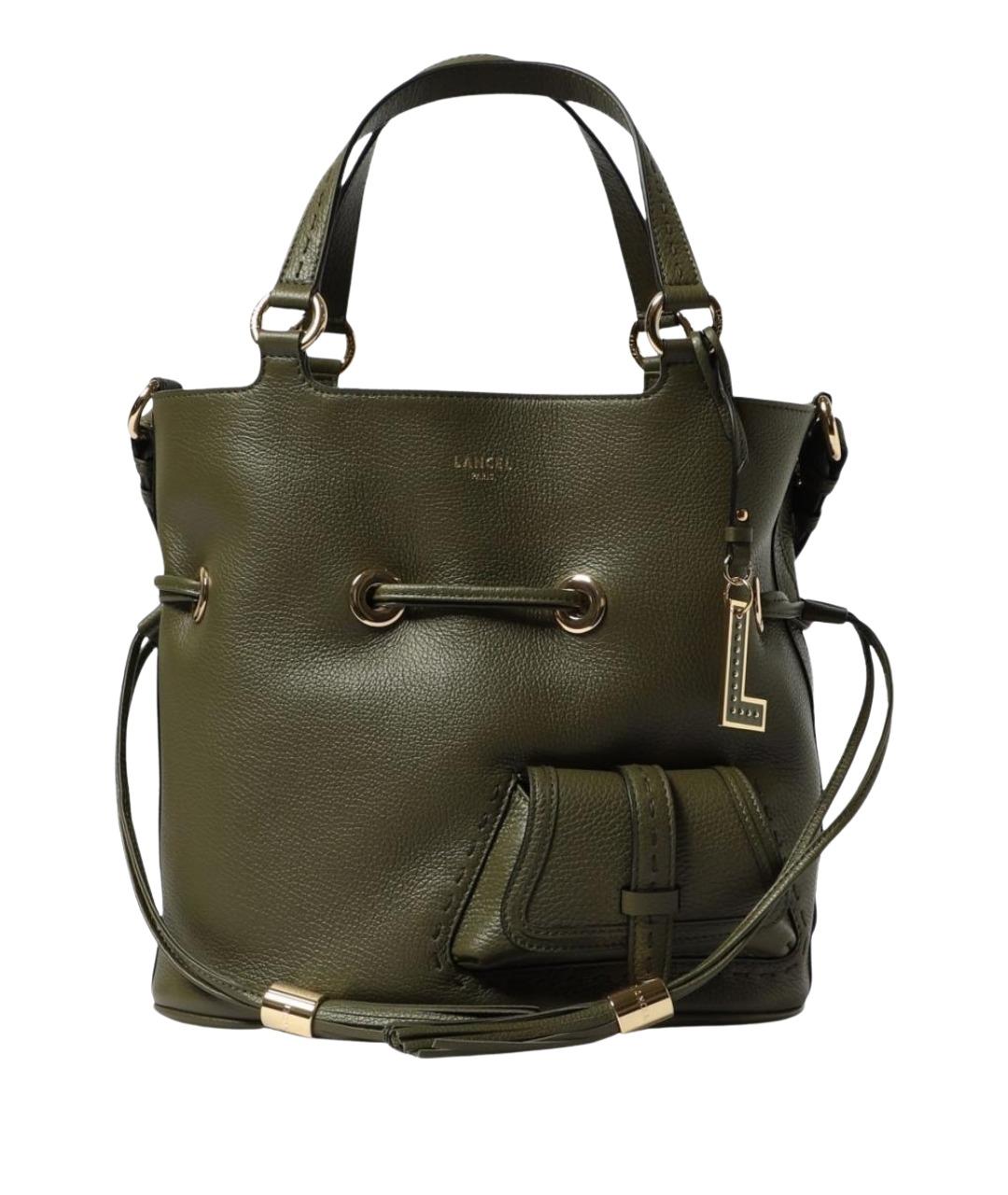 LANCEL Хаки кожаная сумка тоут, фото 1