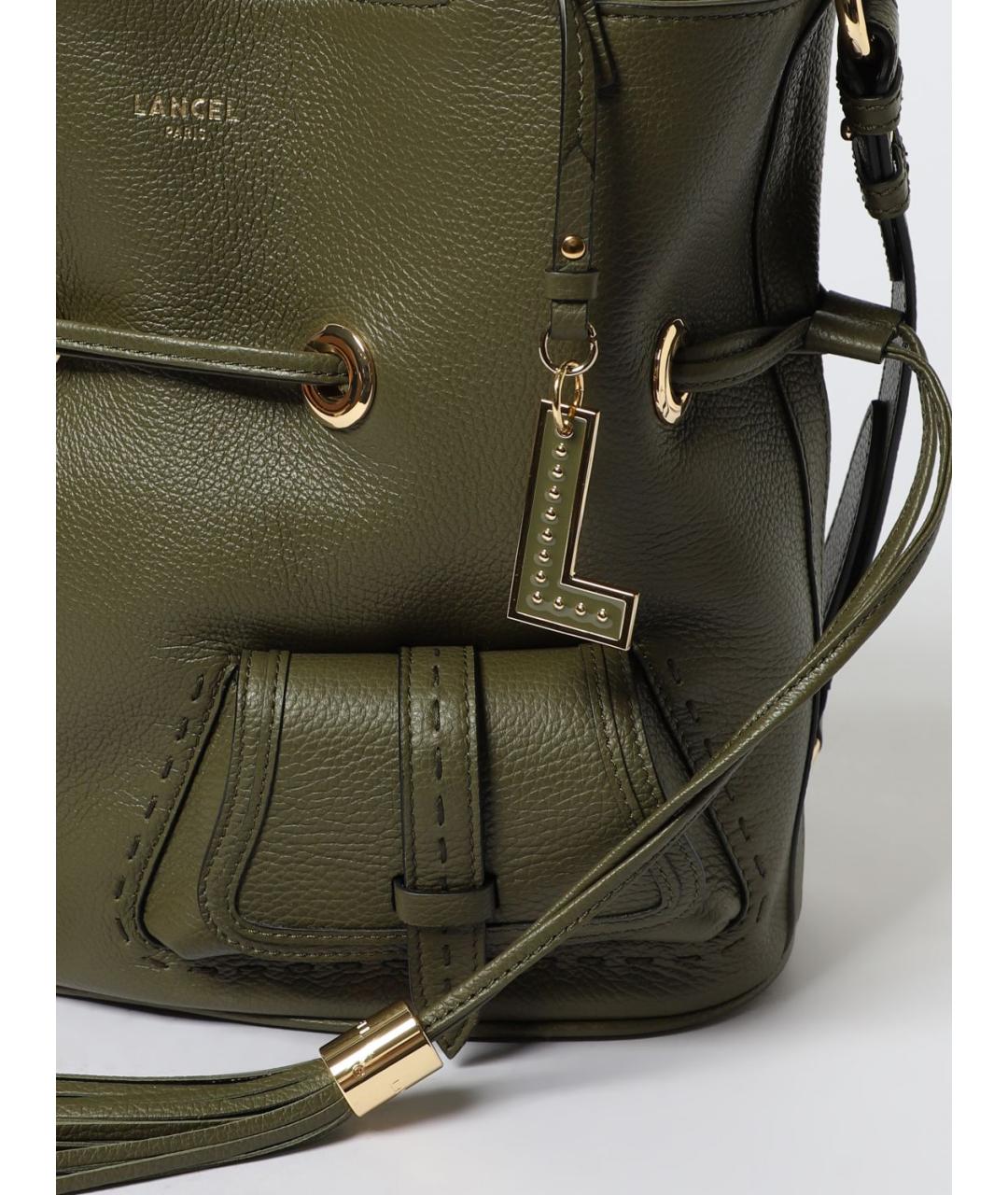 LANCEL Хаки кожаная сумка тоут, фото 3
