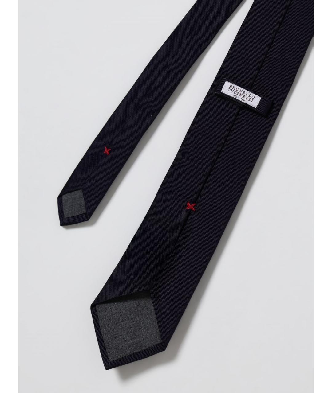 BRUNELLO CUCINELLI Темно-синий шелковый галстук, фото 2