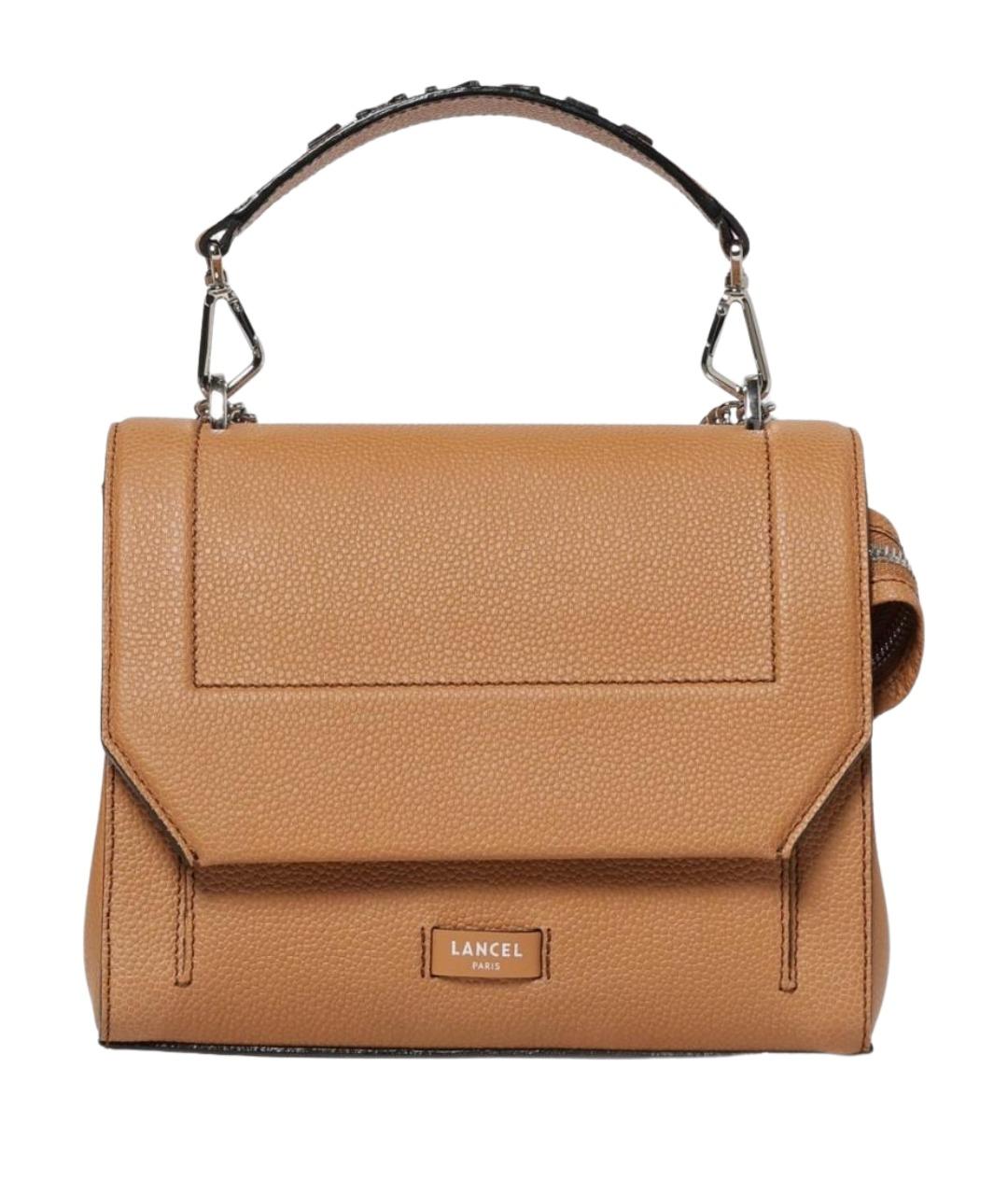 LANCEL Коричневая кожаная сумка через плечо, фото 1