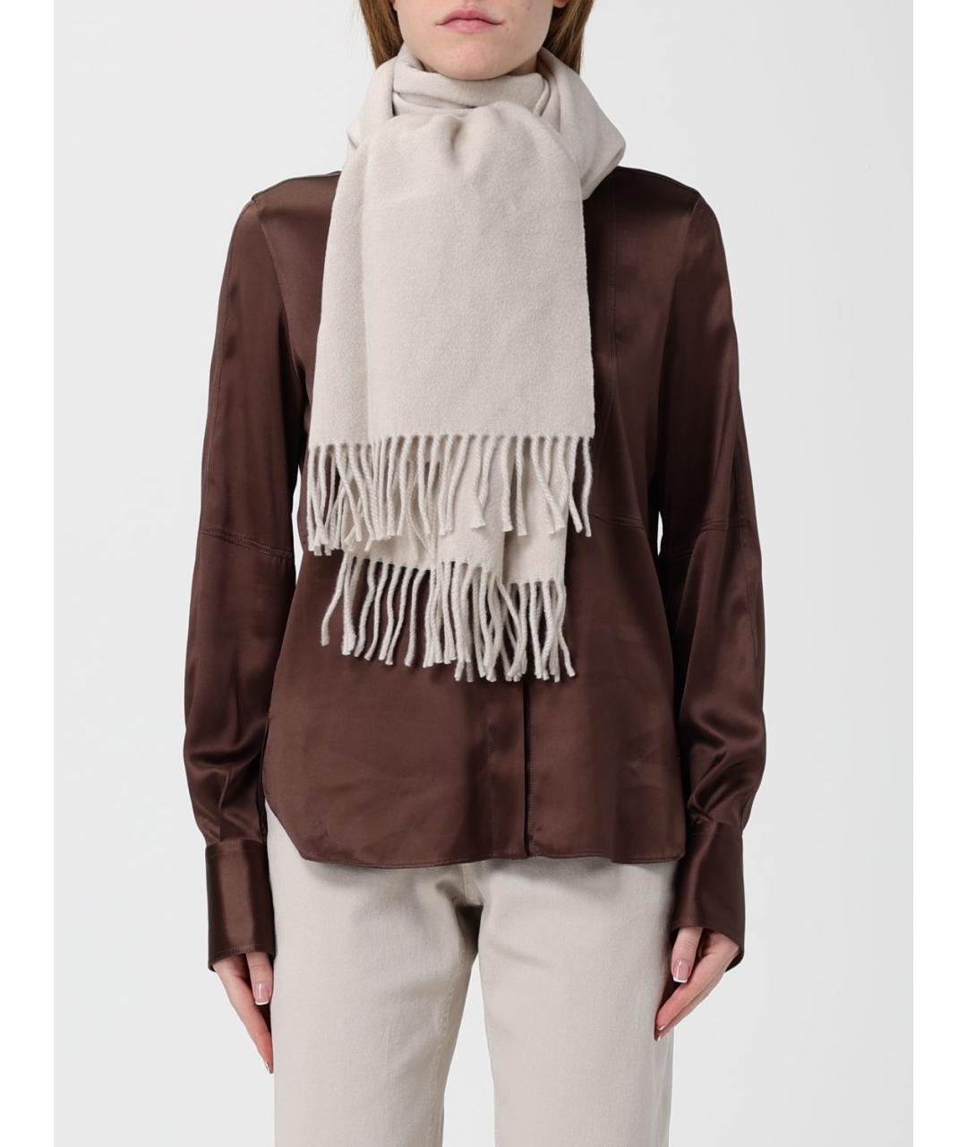 BRUNELLO CUCINELLI Бежевый кашемировый шарф, фото 2