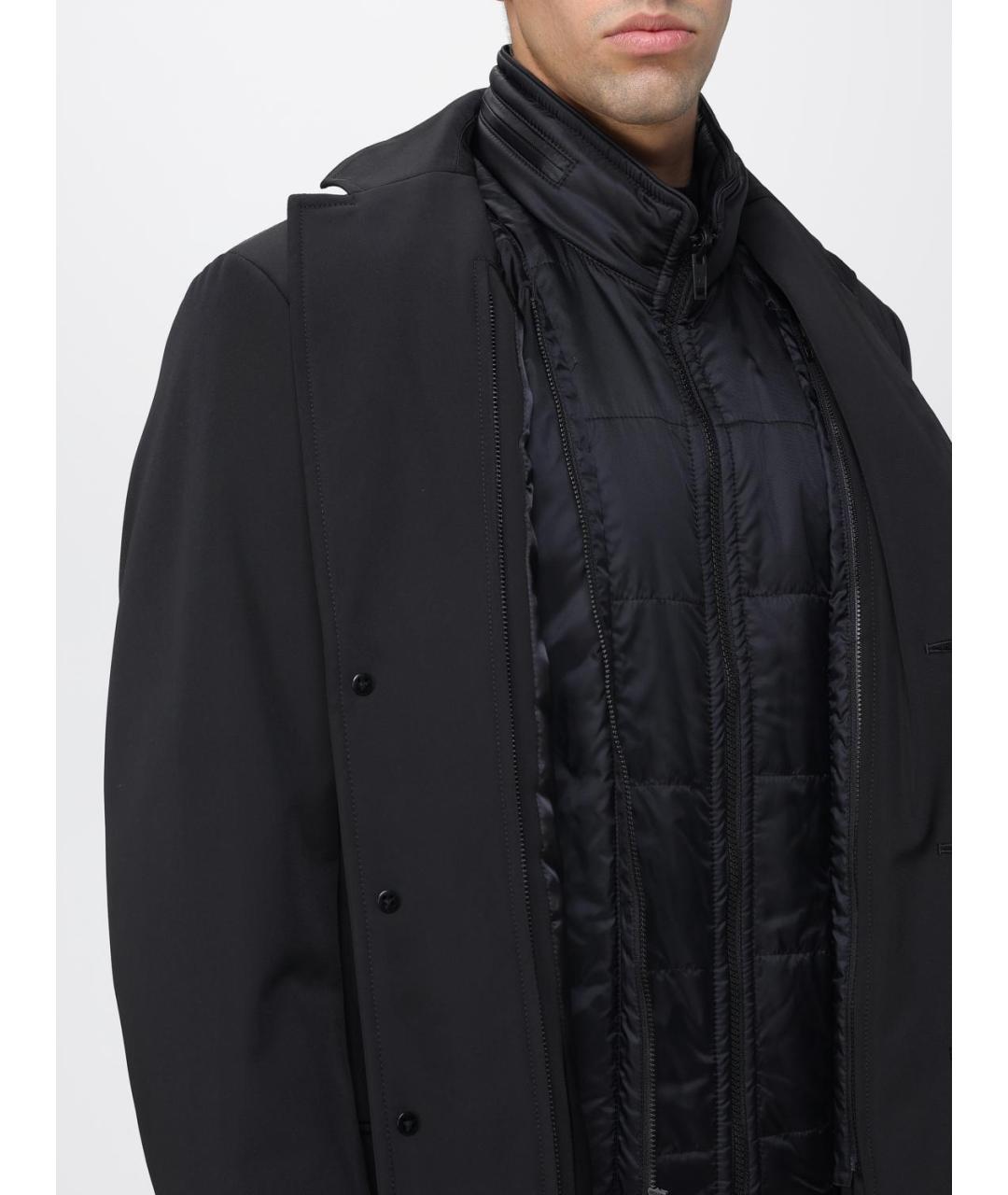 FAY Черное синтетическое пальто, фото 4