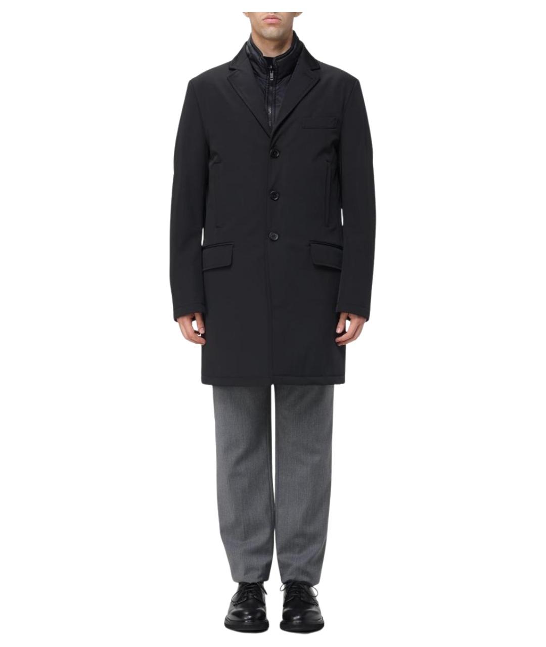 FAY Черное синтетическое пальто, фото 1