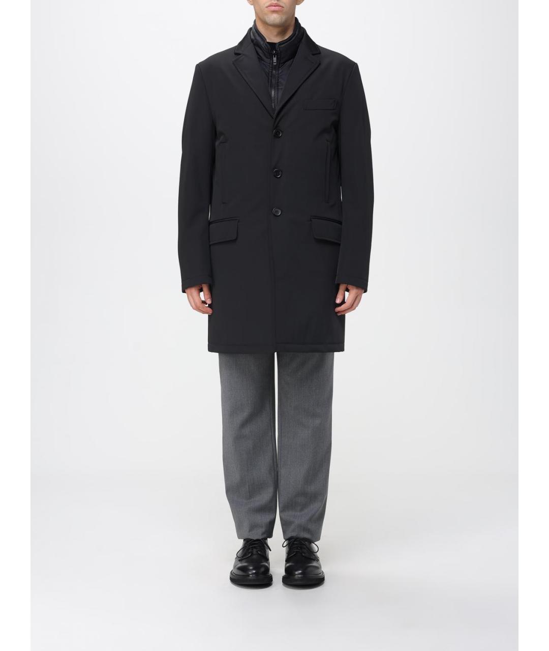 FAY Черное синтетическое пальто, фото 7