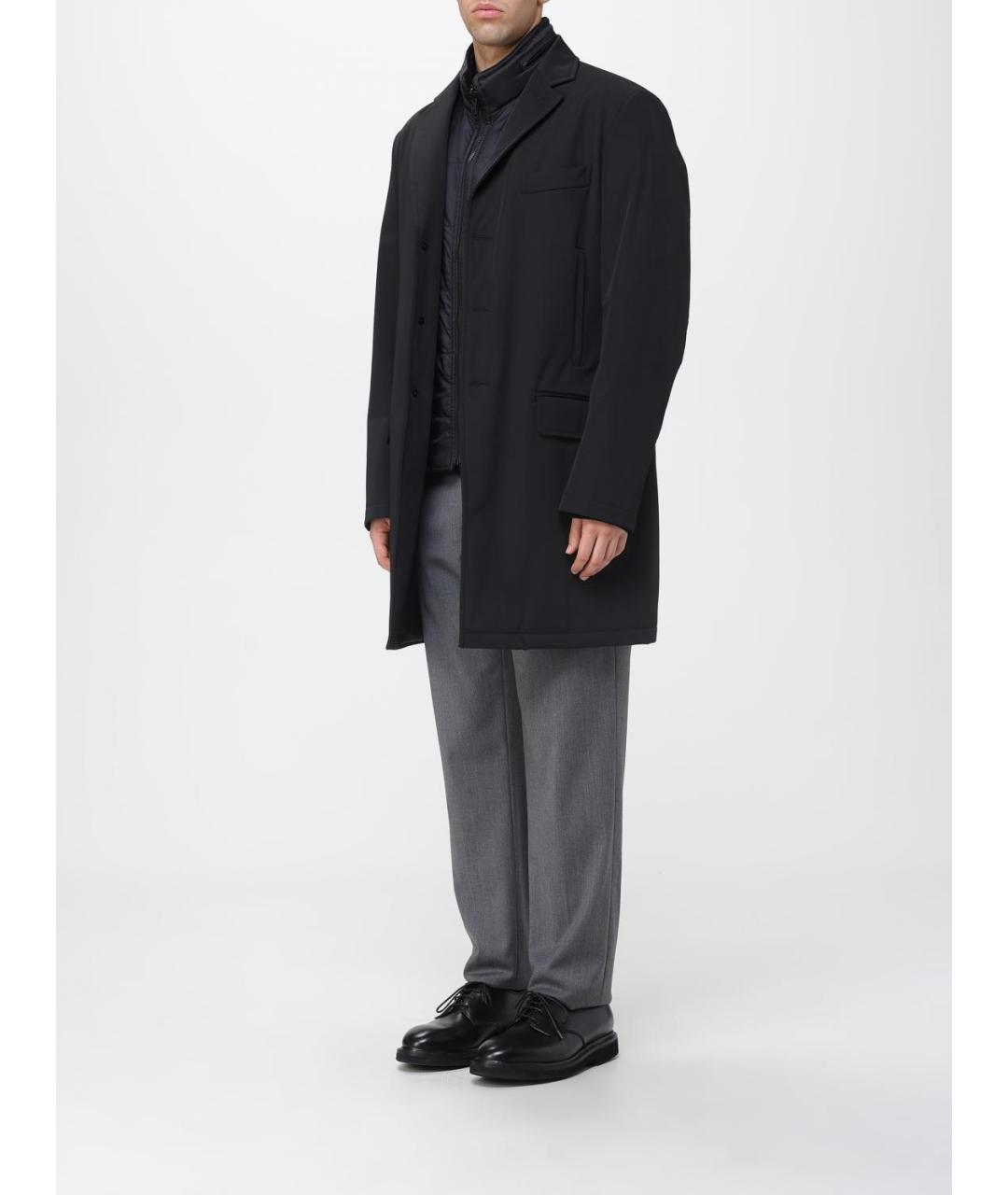 FAY Черное синтетическое пальто, фото 3