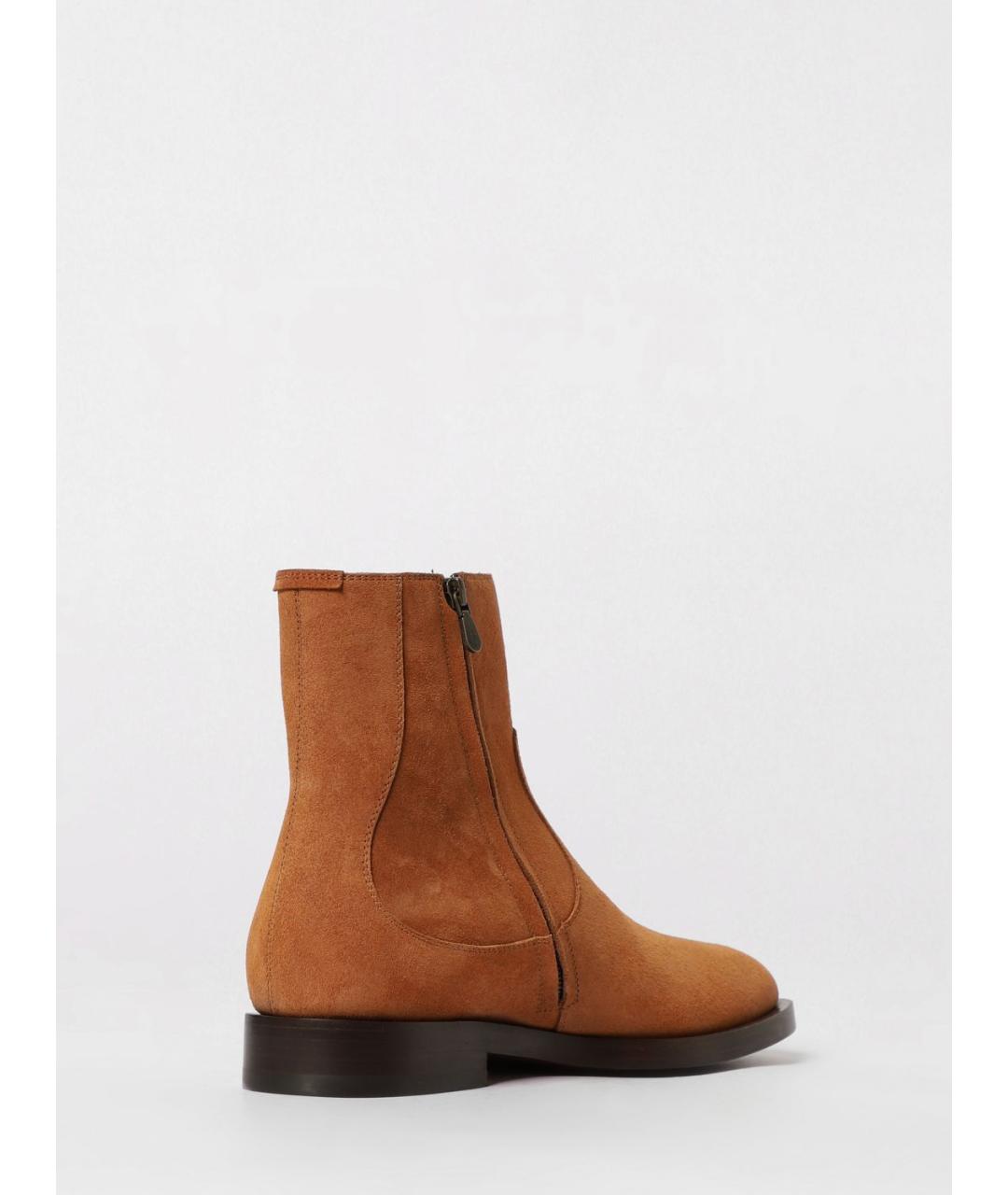 BRUNELLO CUCINELLI Бежевые замшевые низкие ботинки, фото 3