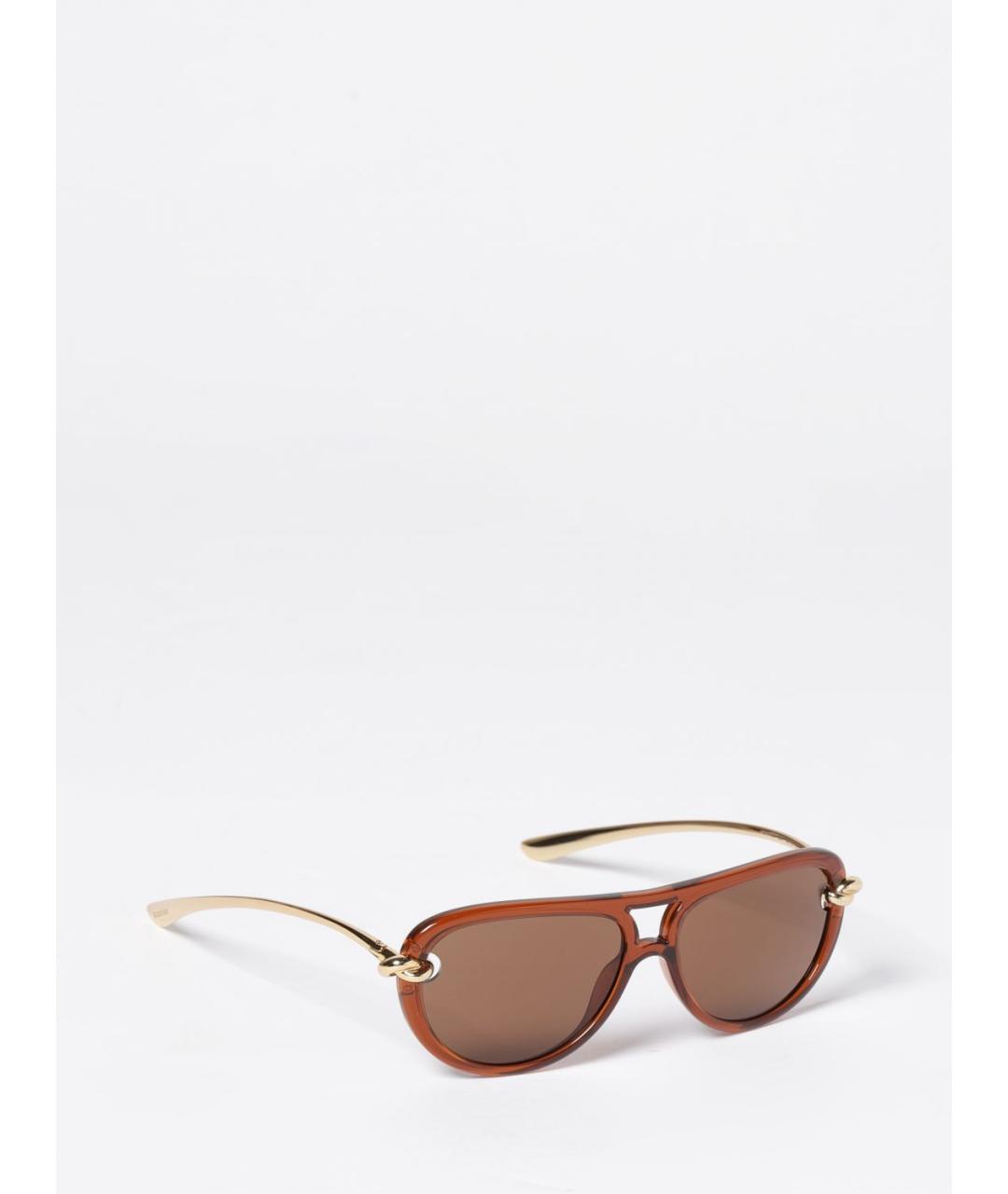 BOTTEGA VENETA Коричневые пластиковые солнцезащитные очки, фото 5