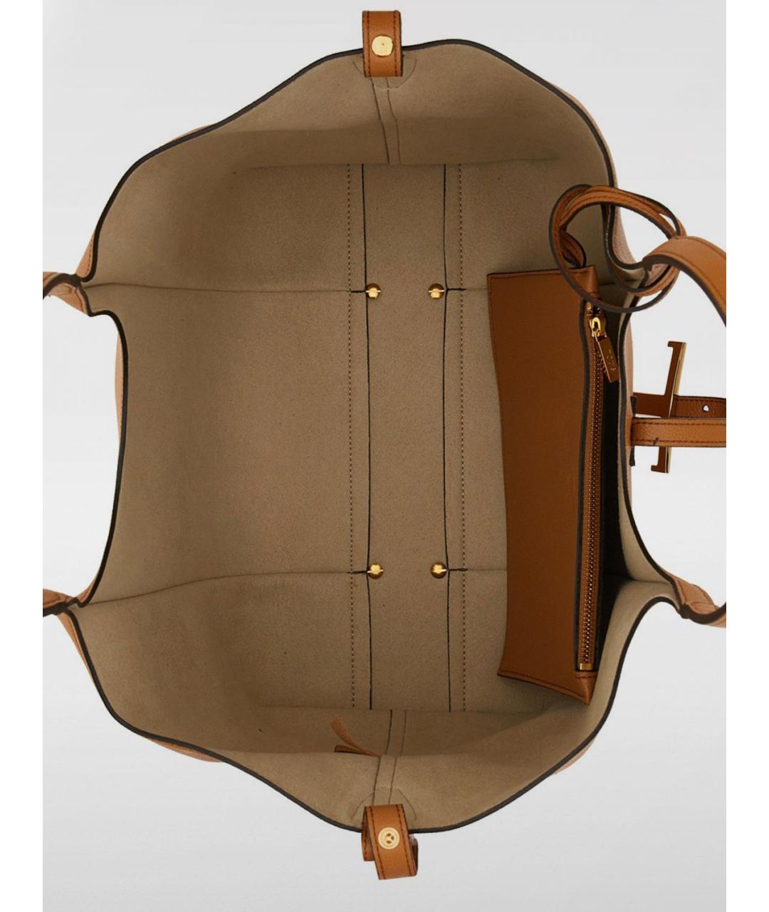 TOD'S Бежевая кожаная сумка тоут, фото 5