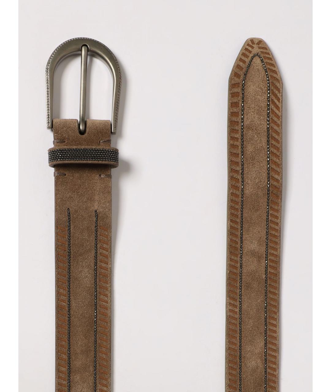 BRUNELLO CUCINELLI Бежевый кожаный ремень, фото 2