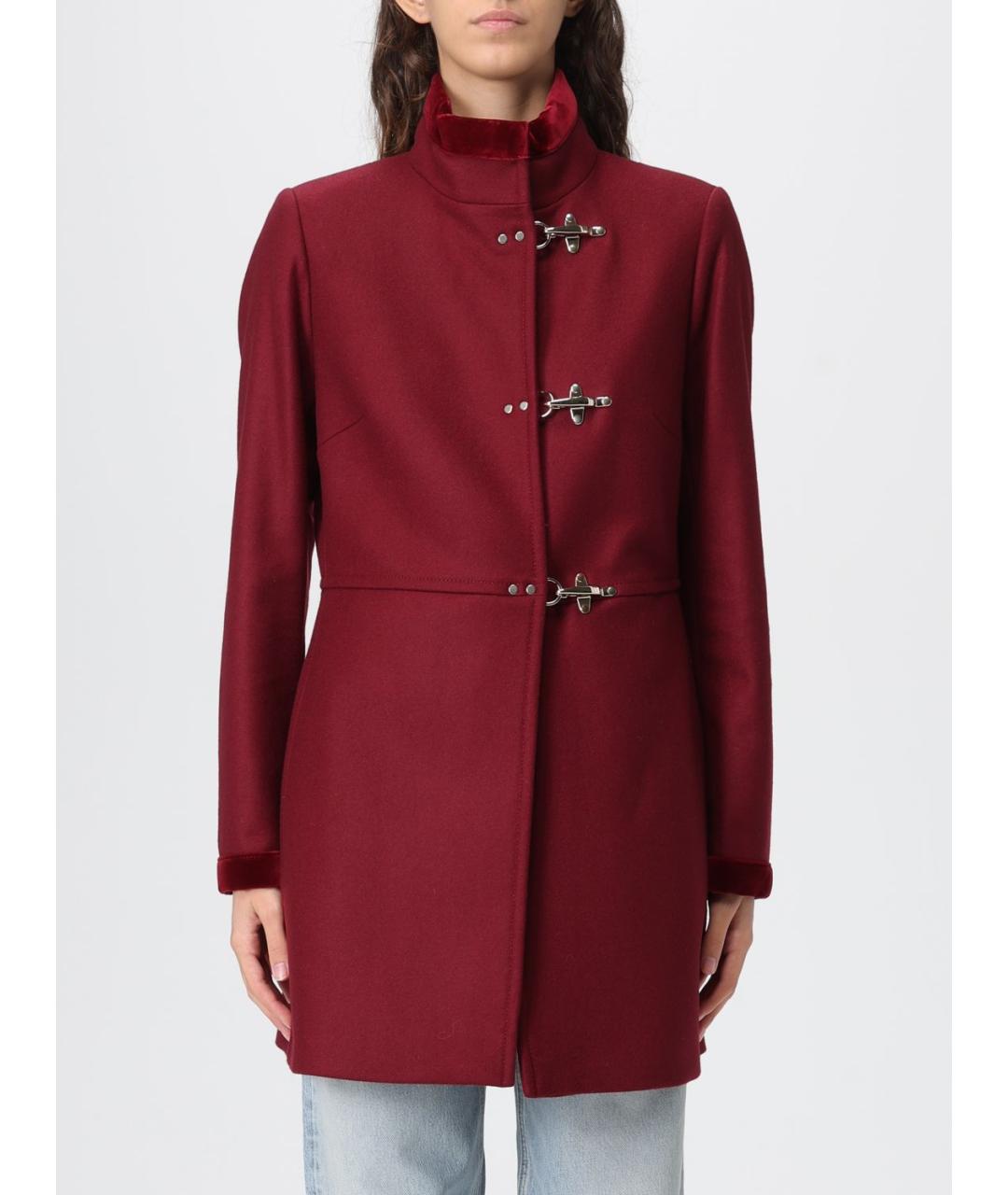 FAY Бордовое шерстяное пальто, фото 2