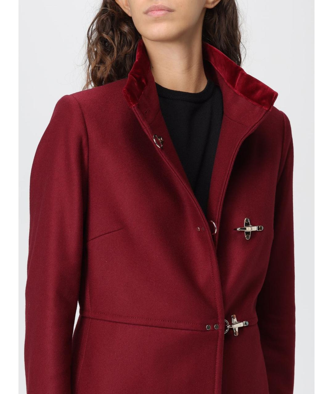 FAY Бордовое шерстяное пальто, фото 5