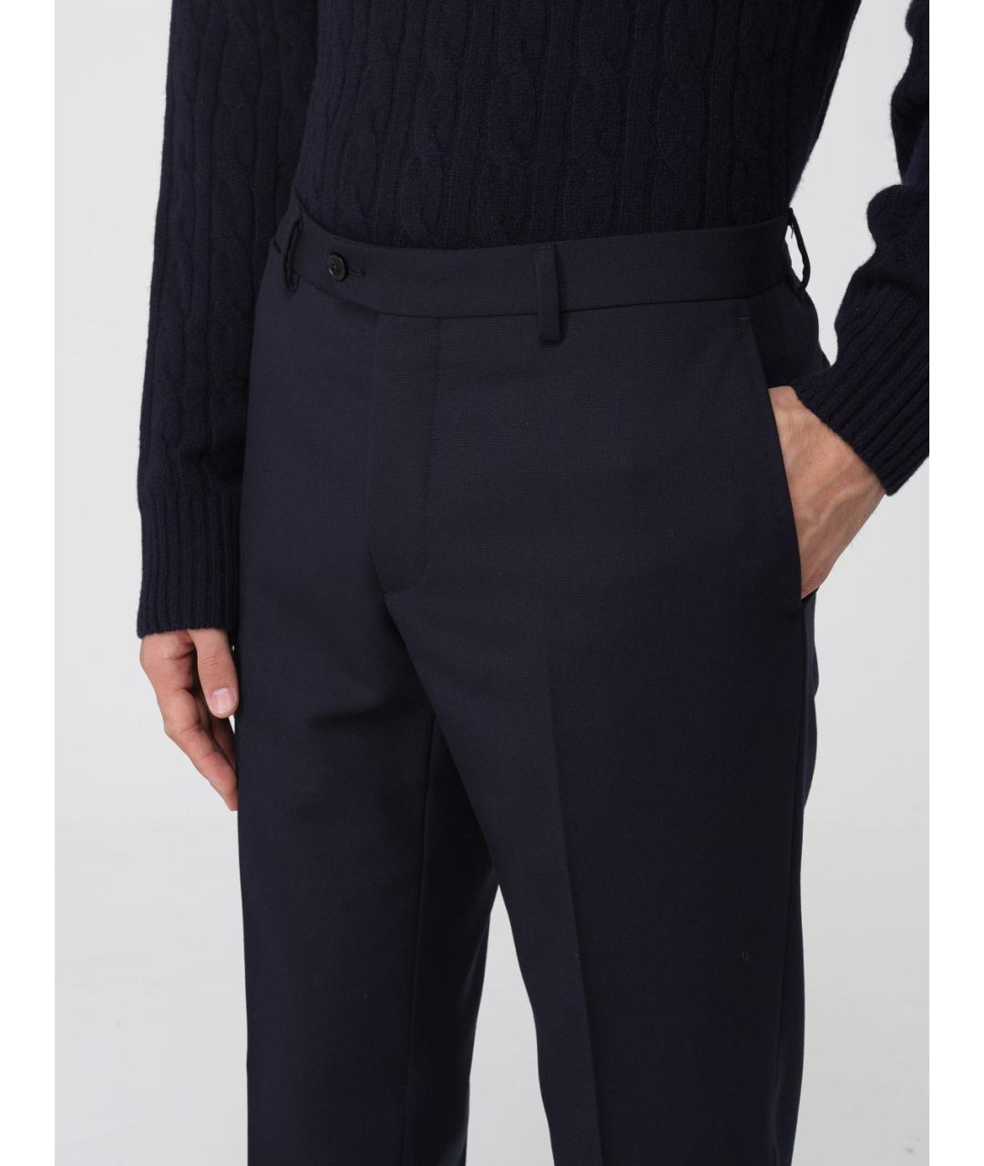 FAY Синие шерстяные повседневные брюки, фото 3