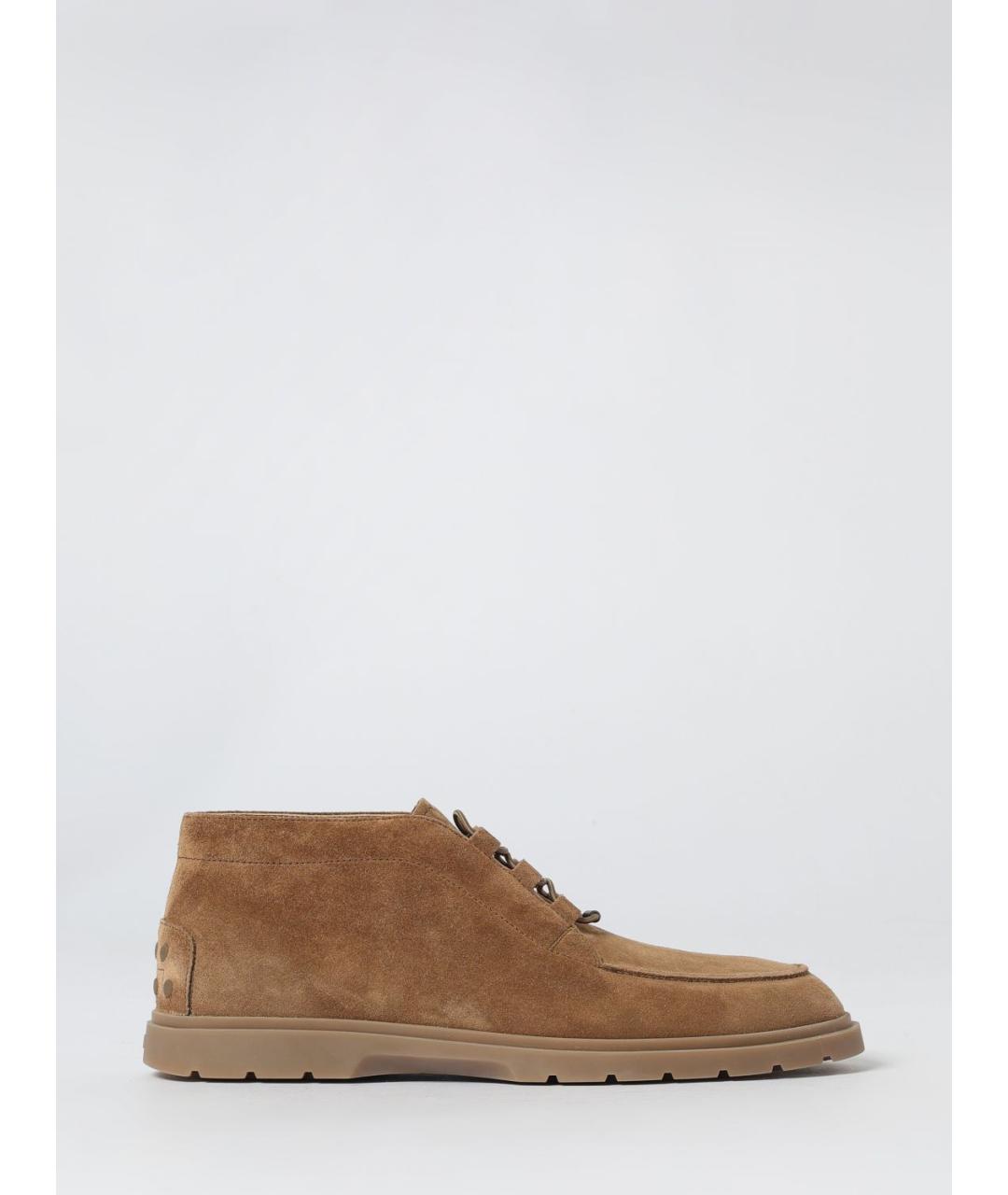 TOD'S Бежевые замшевые низкие ботинки, фото 5