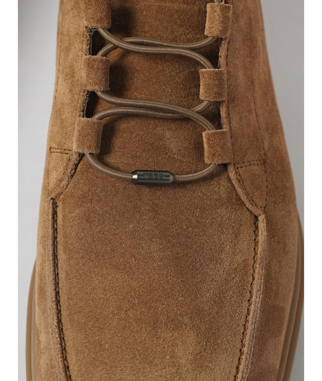 TOD'S Бежевые замшевые низкие ботинки, фото 4
