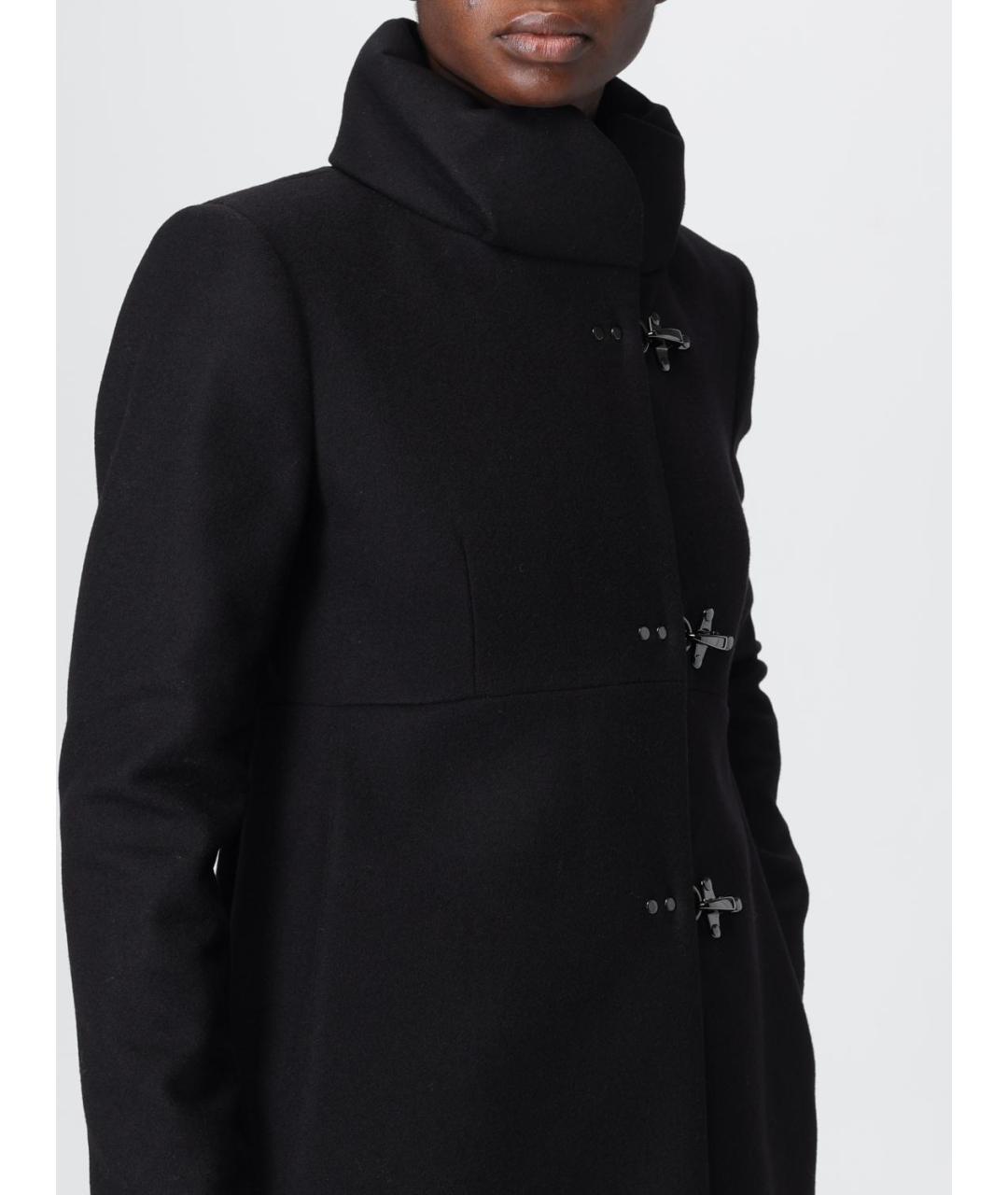 FAY Черное шерстяное пальто, фото 4