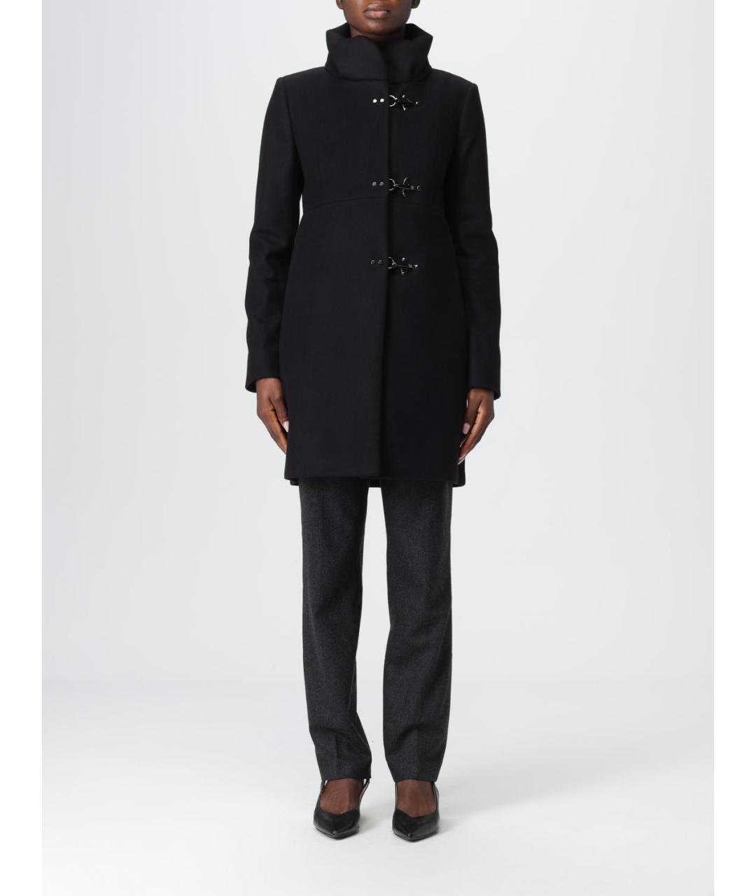 FAY Черное шерстяное пальто, фото 5