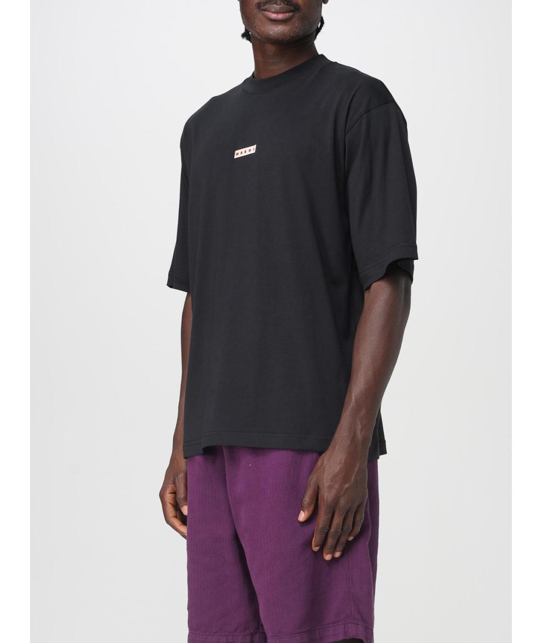 MARNI Черная хлопковая футболка, фото 3