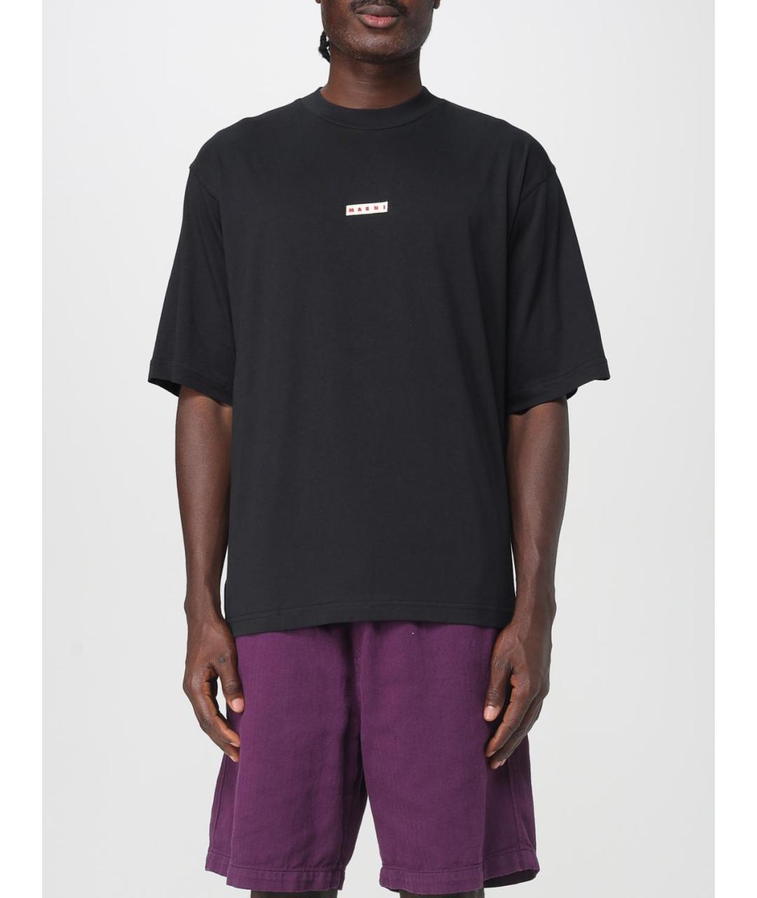 MARNI Черная хлопковая футболка, фото 5