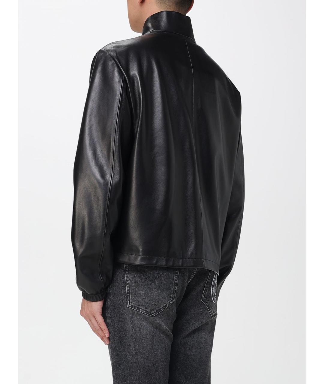 VERSACE Черная кожаная куртка, фото 3