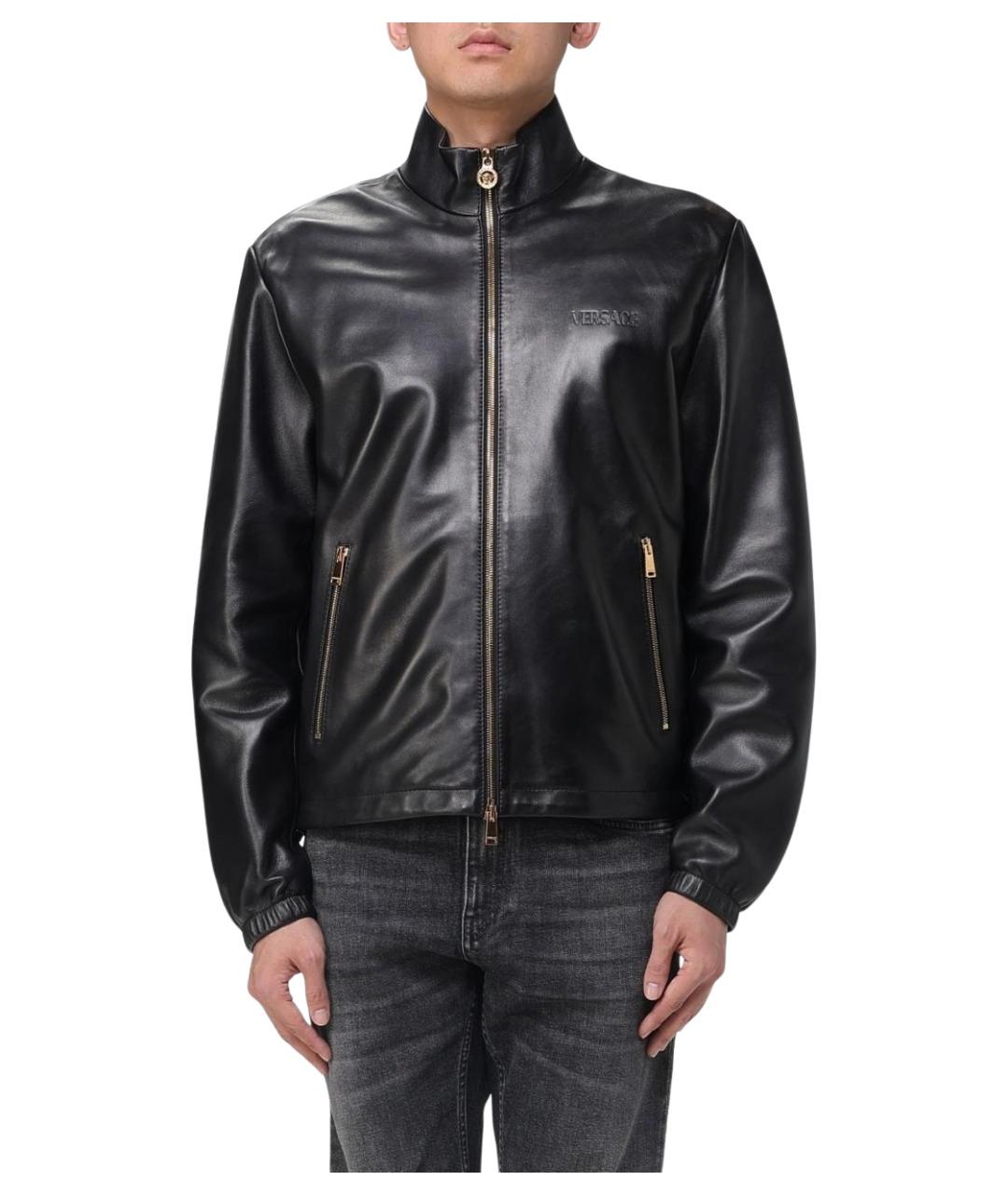VERSACE Черная кожаная куртка, фото 1