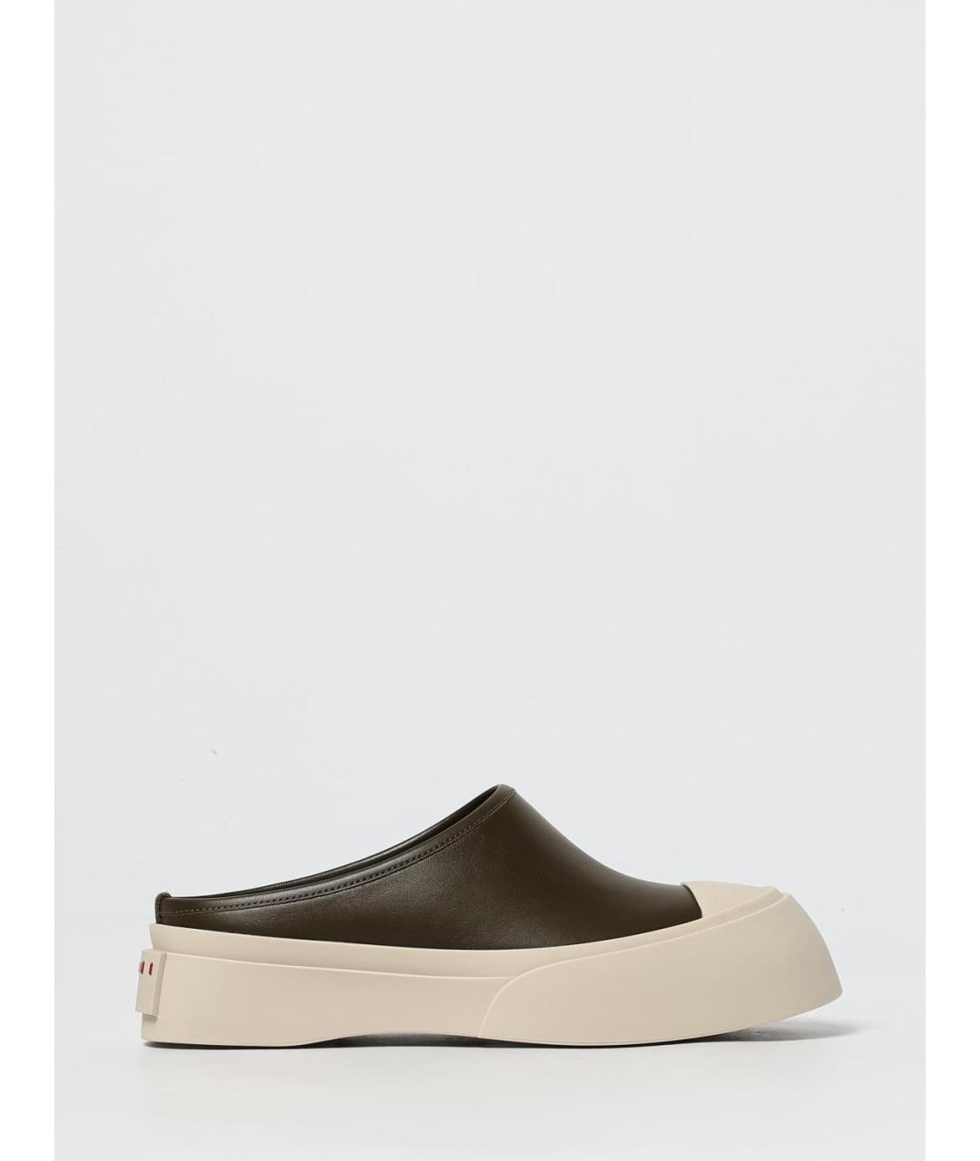 MARNI Зеленые кожаные низкие ботинки, фото 5