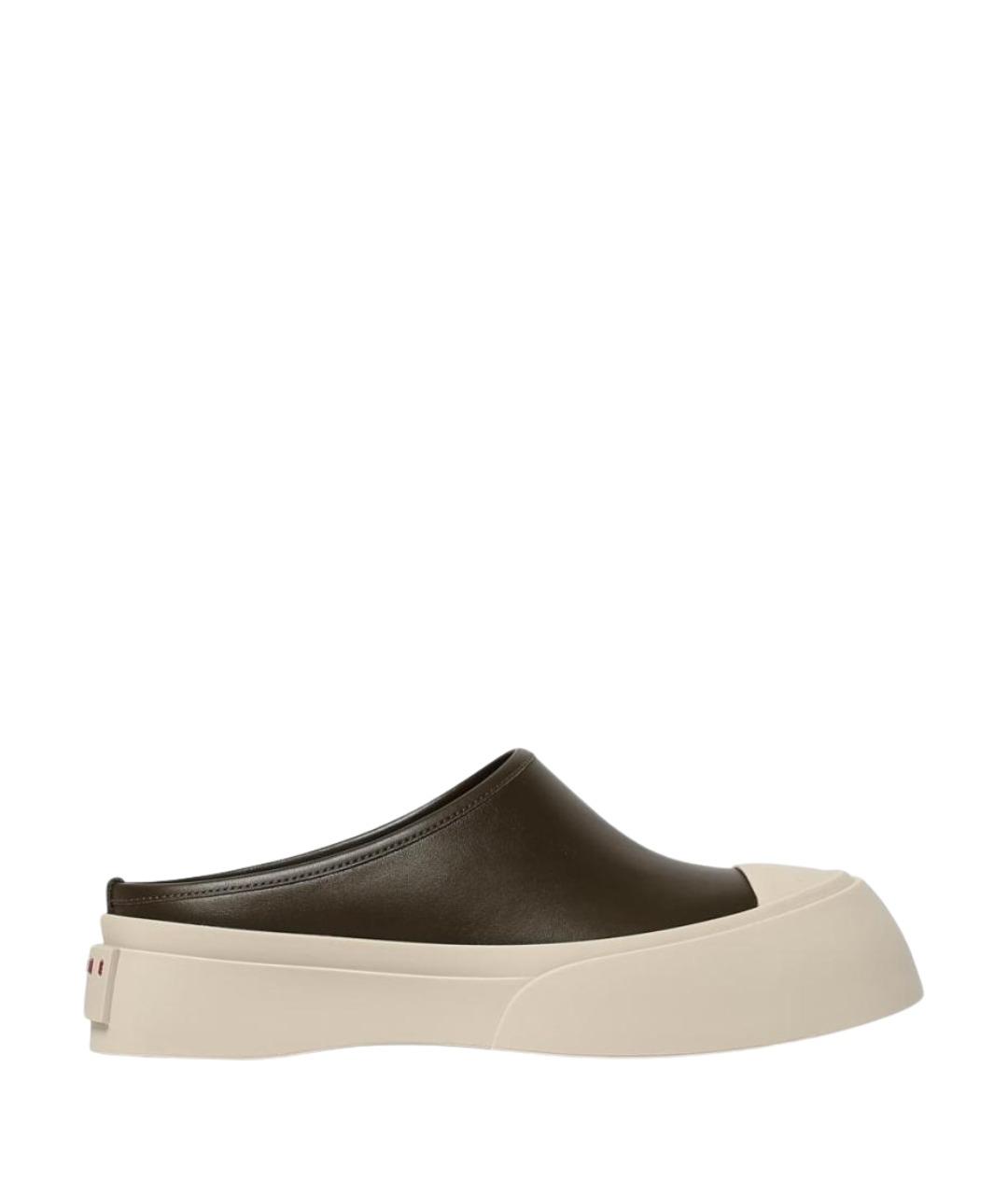 MARNI Зеленые кожаные низкие ботинки, фото 1