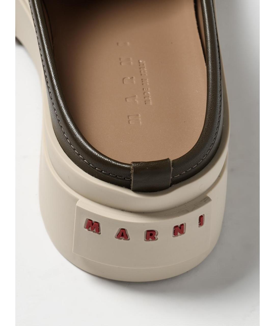 MARNI Зеленые кожаные низкие ботинки, фото 4