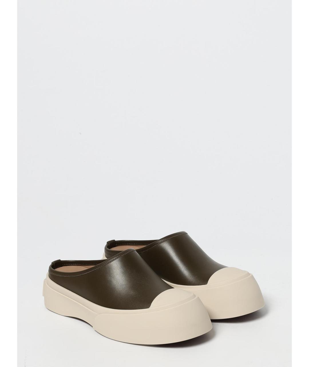 MARNI Зеленые кожаные низкие ботинки, фото 2