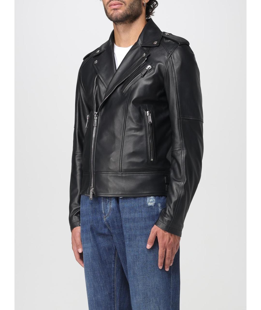 DSQUARED2 Черная кожаная куртка, фото 3