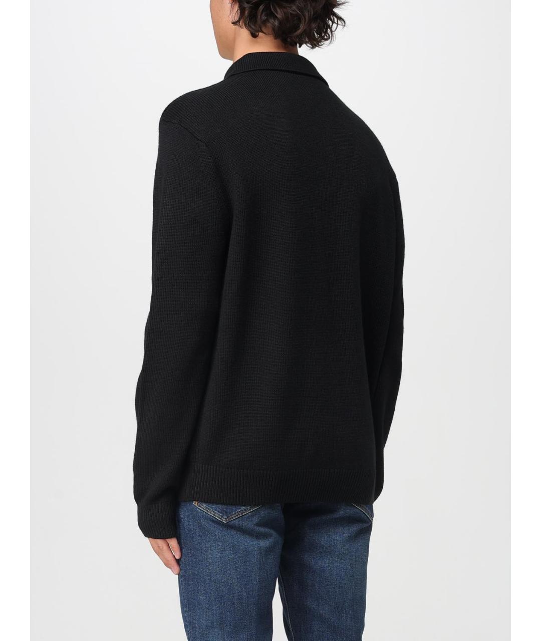 ARMANI EXCHANGE Черное хлопковое поло с длинным рукавом, фото 2