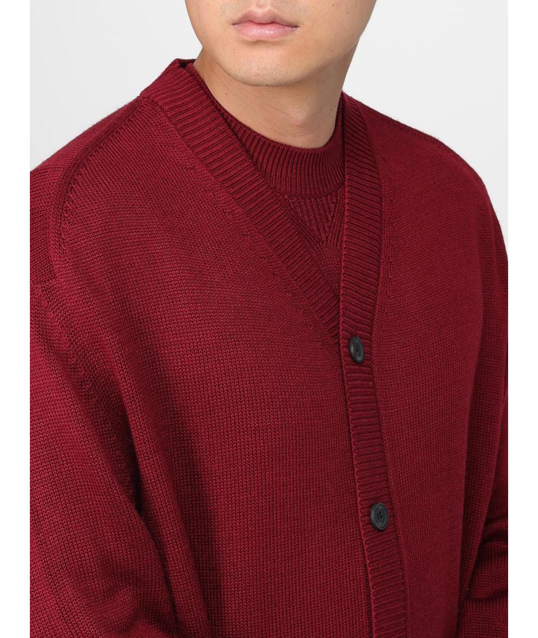 ARMANI EXCHANGE Бордовый шерстяной кардиган, фото 4