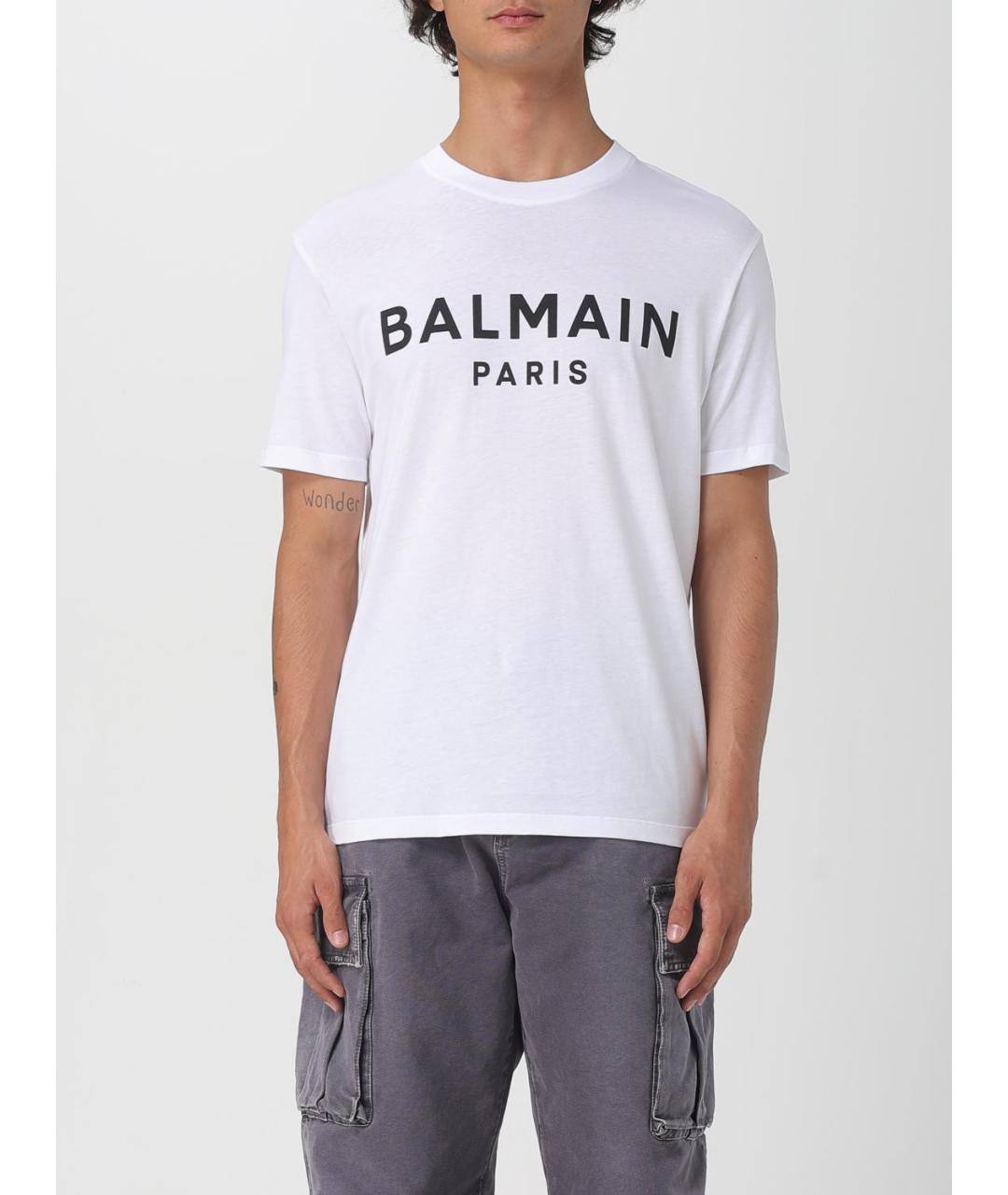 BALMAIN Белая хлопковая футболка, фото 2