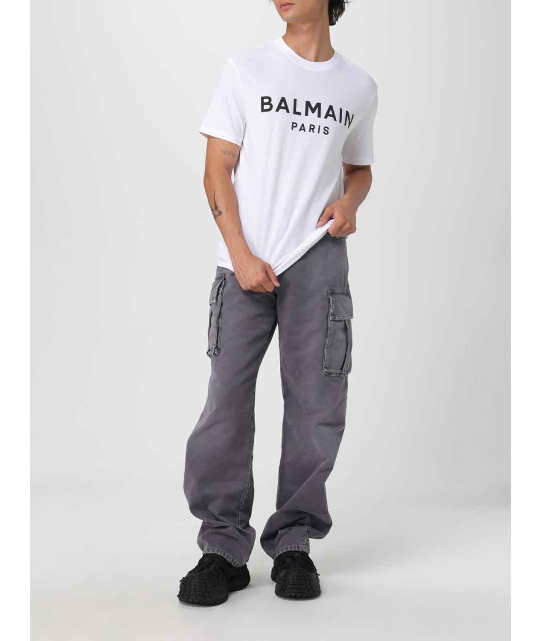 BALMAIN Белая хлопковая футболка, фото 3