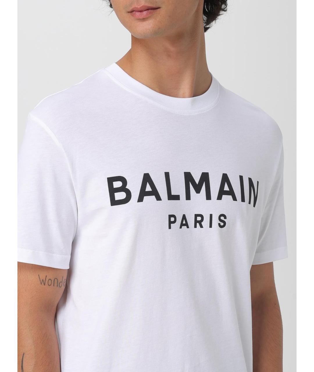 BALMAIN Белая хлопковая футболка, фото 6