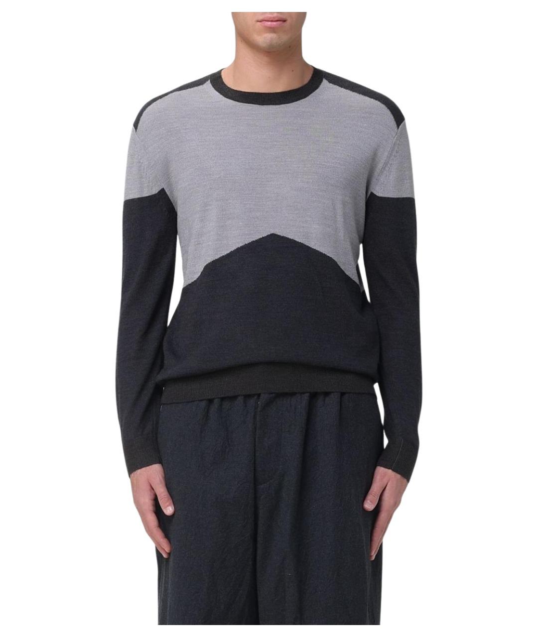 ARMANI EXCHANGE Антрацитовый шерстяной джемпер / свитер, фото 1