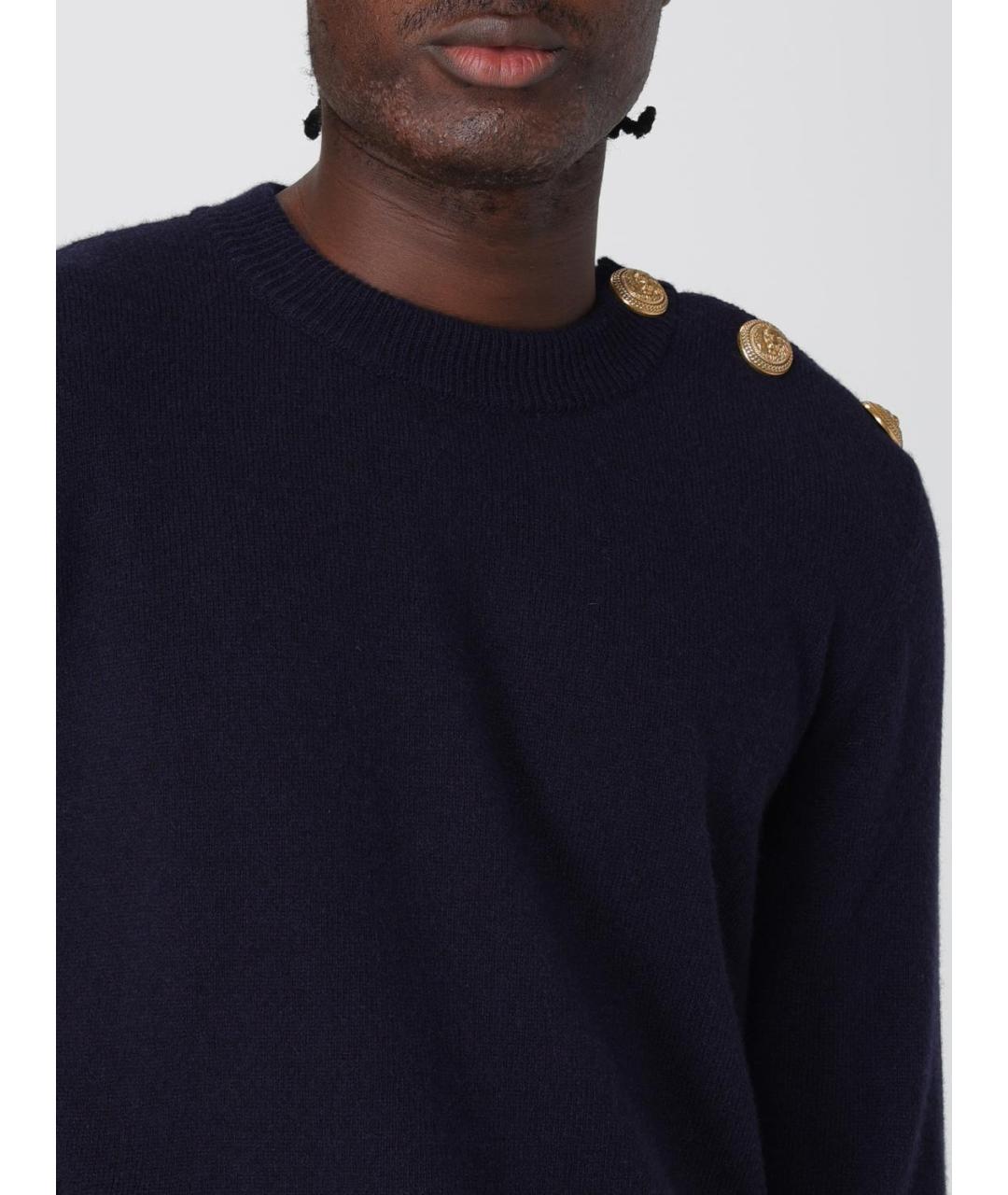 BALMAIN Темно-синий кашемировый джемпер / свитер, фото 5