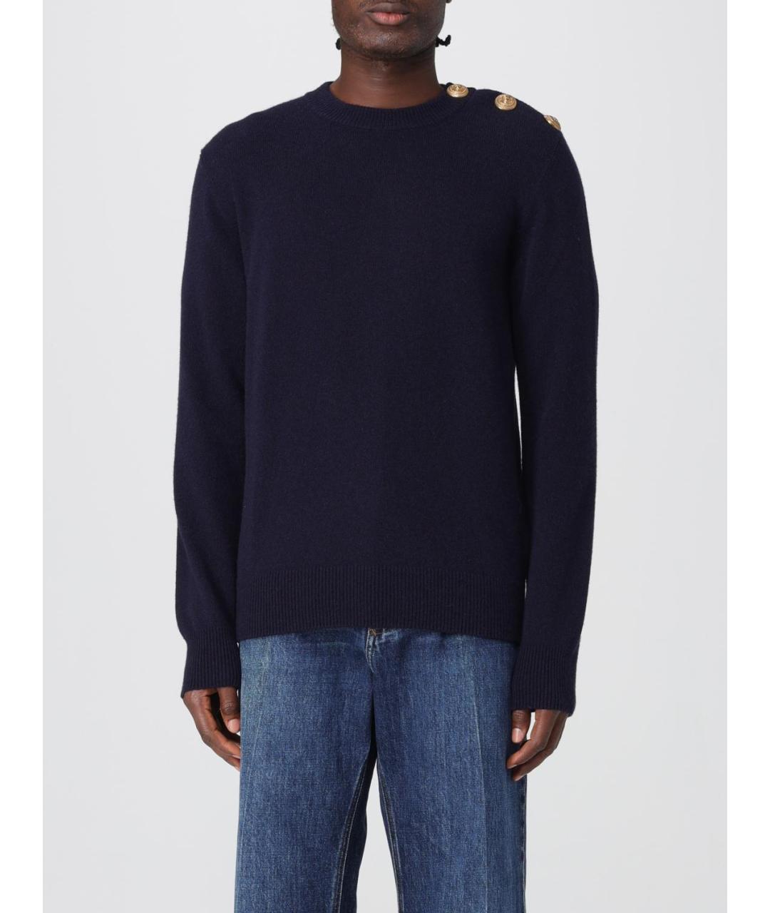 BALMAIN Темно-синий кашемировый джемпер / свитер, фото 6