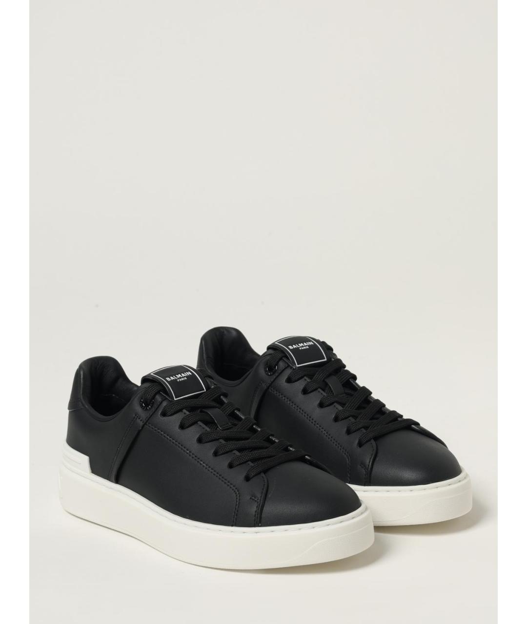 BALMAIN Черные кожаные кеды, фото 2
