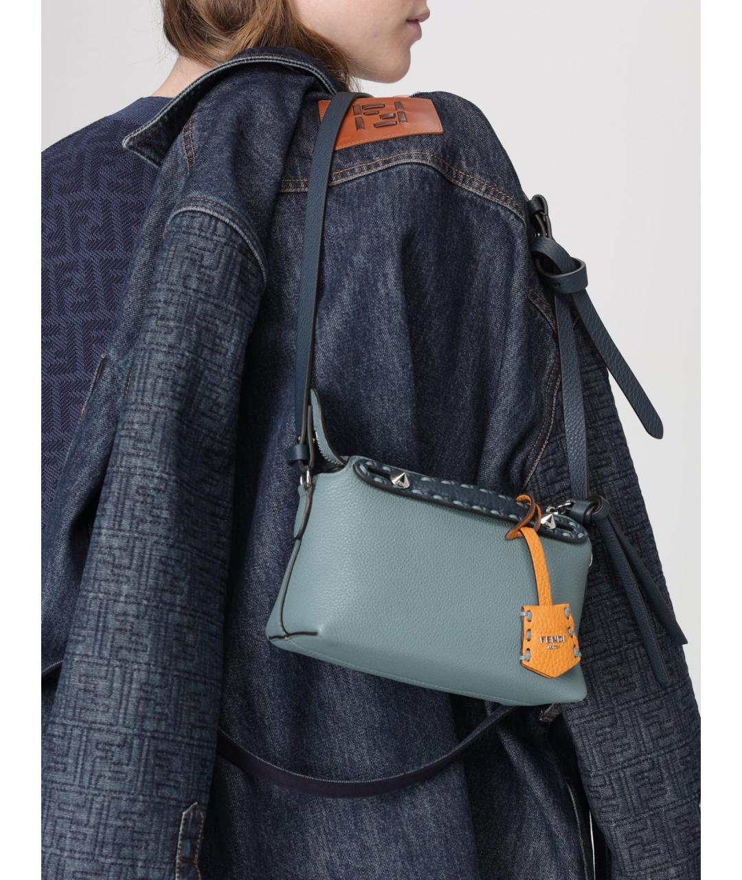 FENDI Голубая кожаная сумка через плечо, фото 2