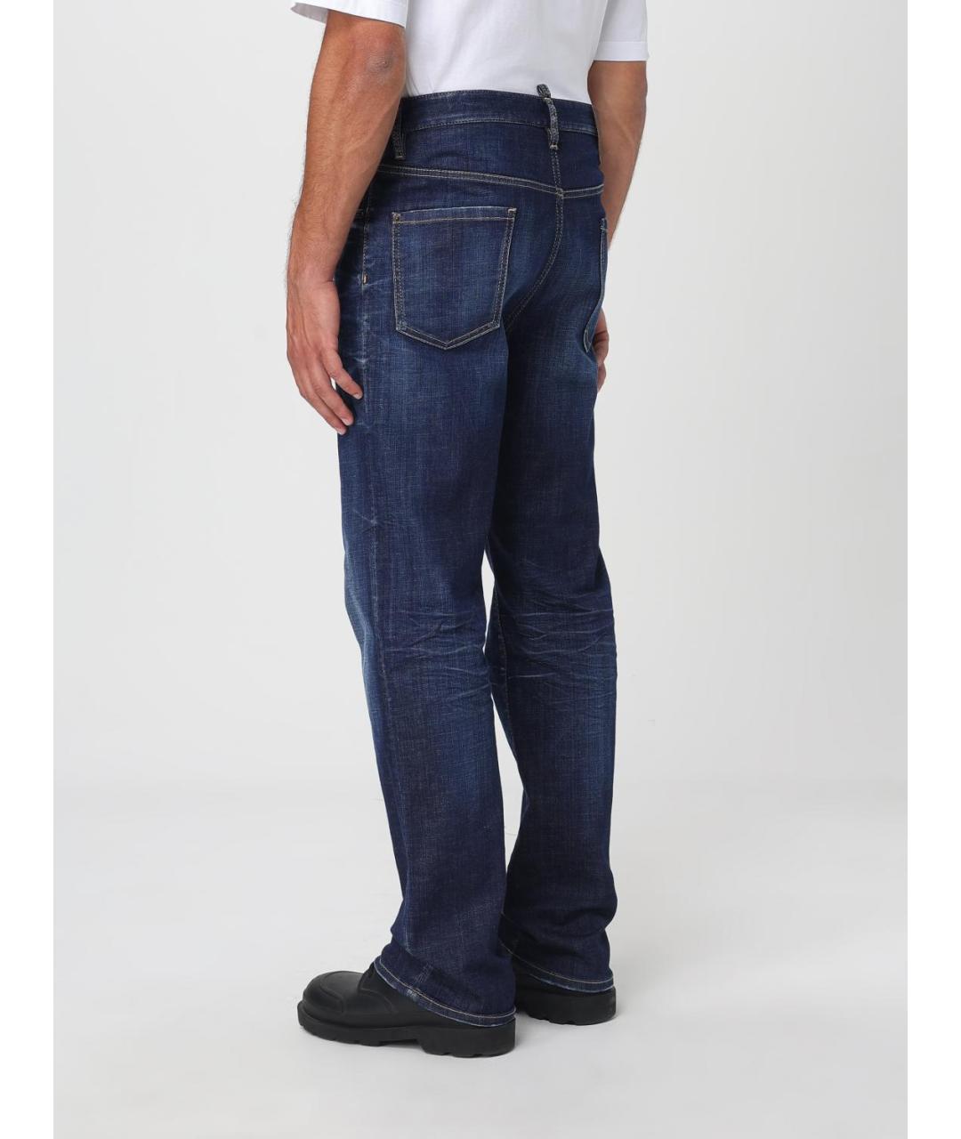 DSQUARED2 Синие хлопко-полиэстеровые прямые джинсы, фото 3