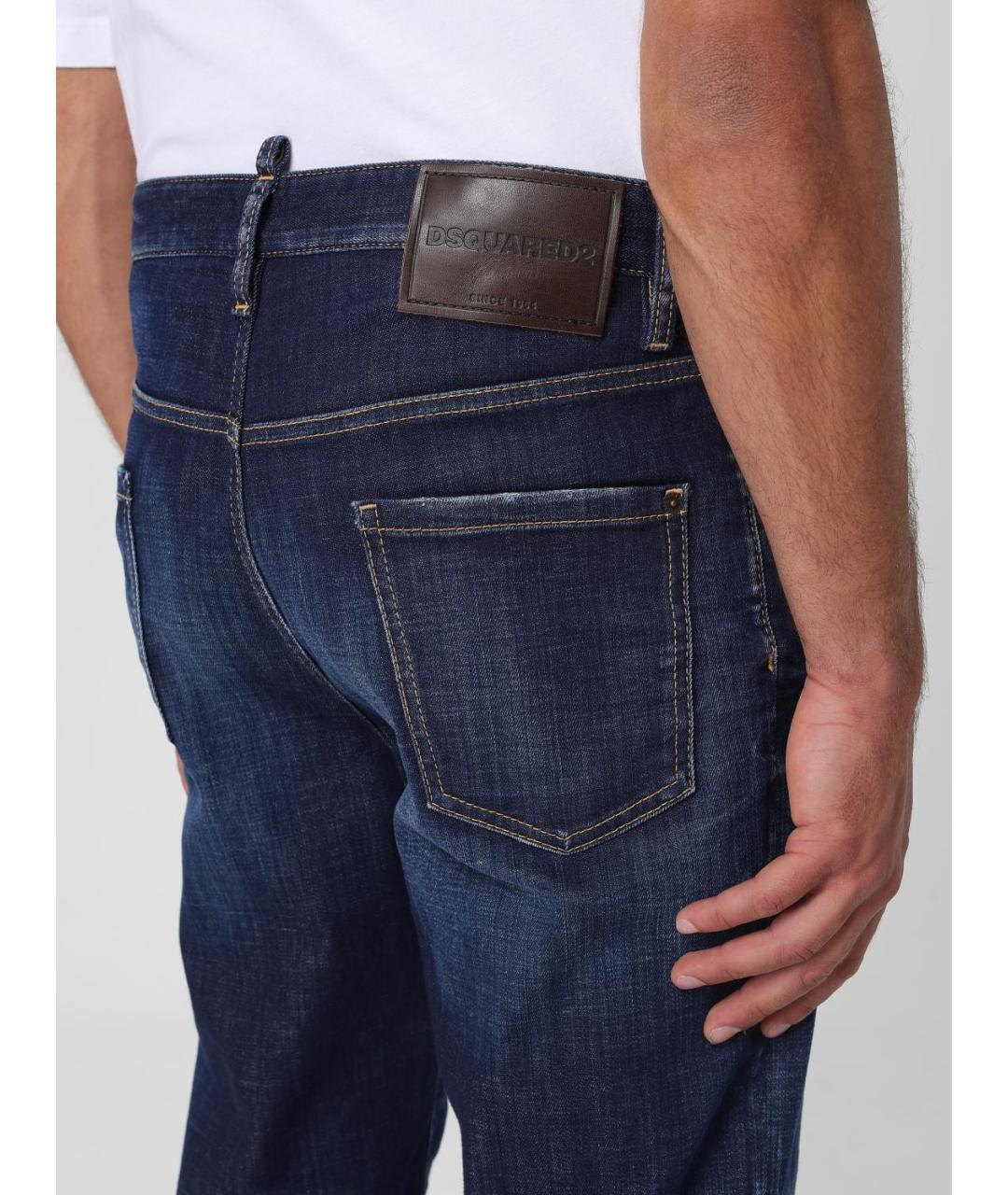 DSQUARED2 Синие хлопко-полиэстеровые прямые джинсы, фото 4