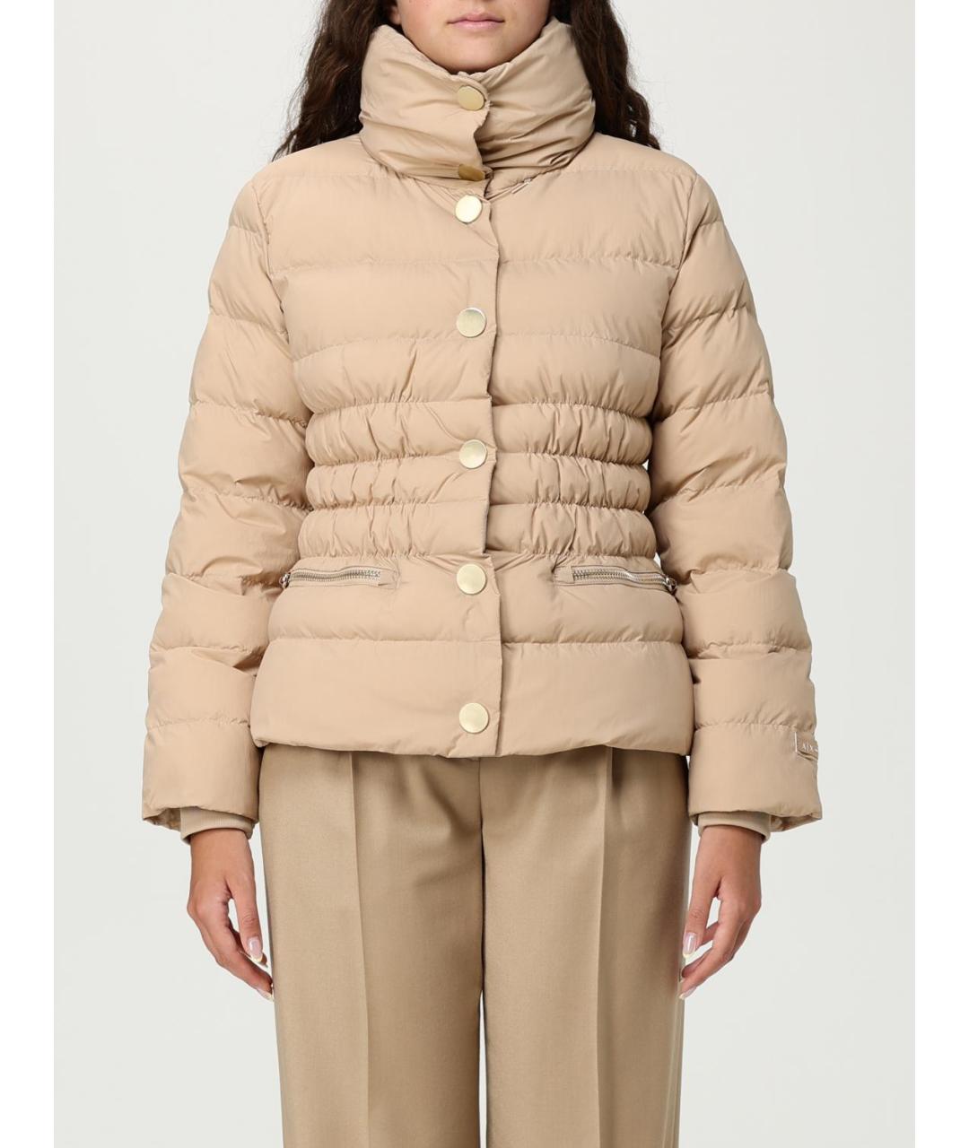 ARMANI EXCHANGE Бежевый полиамидовый пуховик, фото 2
