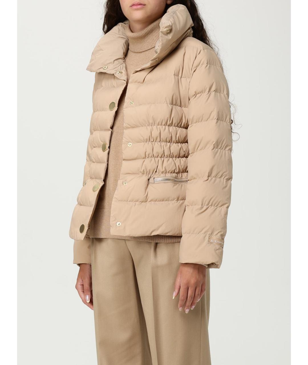 ARMANI EXCHANGE Бежевый полиамидовый пуховик, фото 4