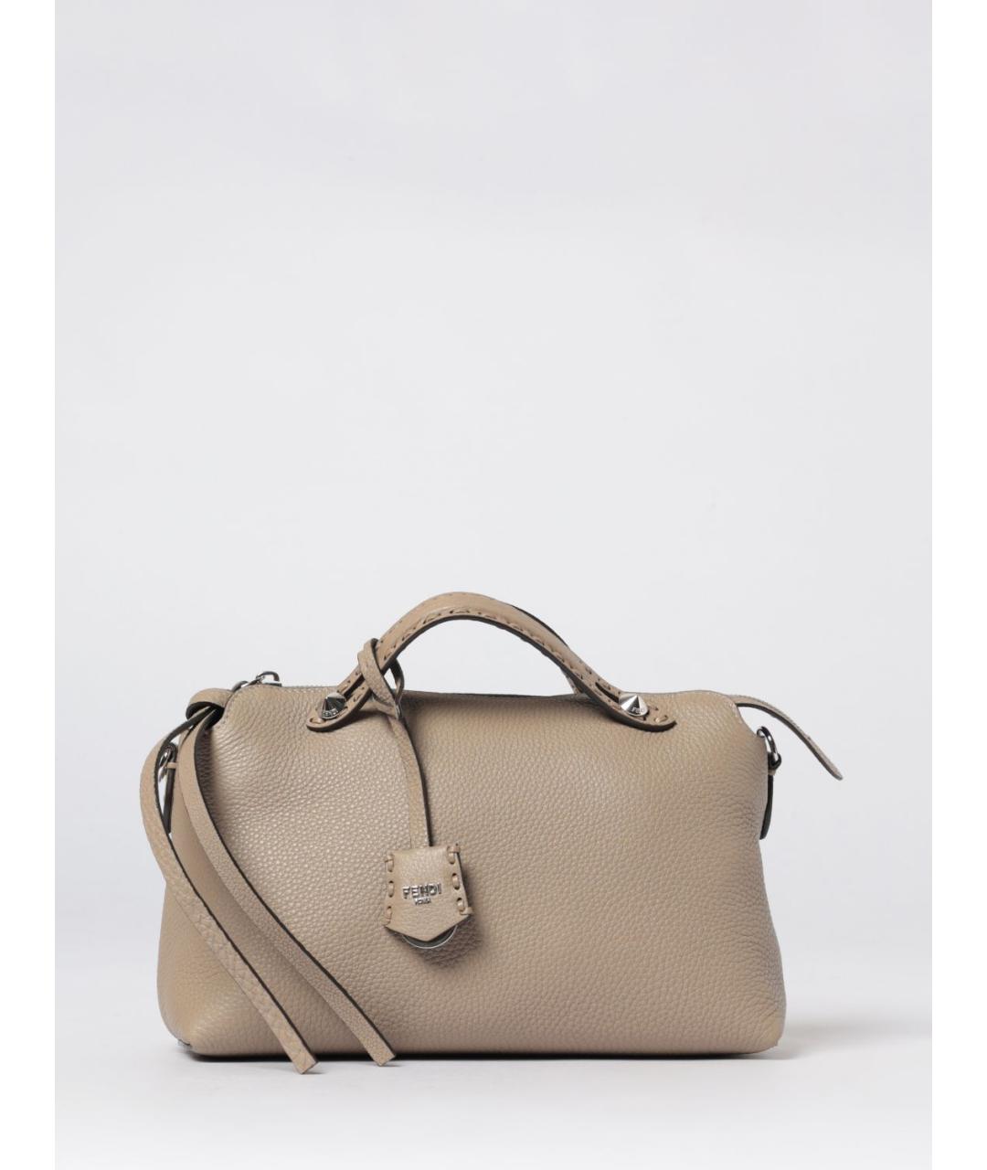 FENDI Бежевая кожаная сумка через плечо, фото 6