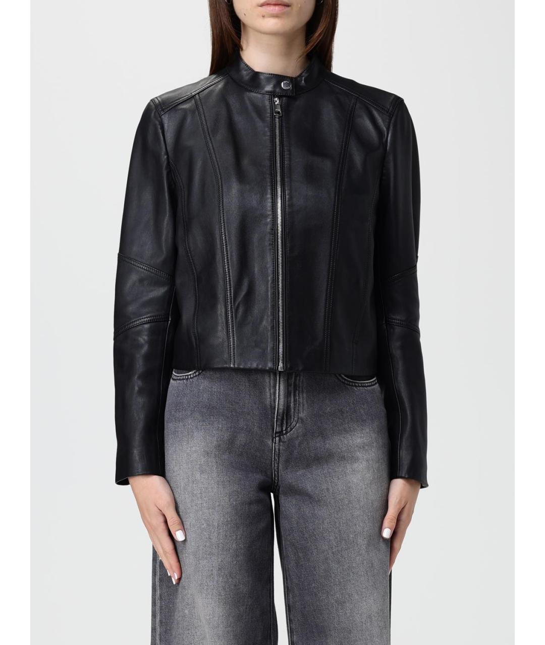 HUGO BOSS Черная кожаная куртка, фото 2